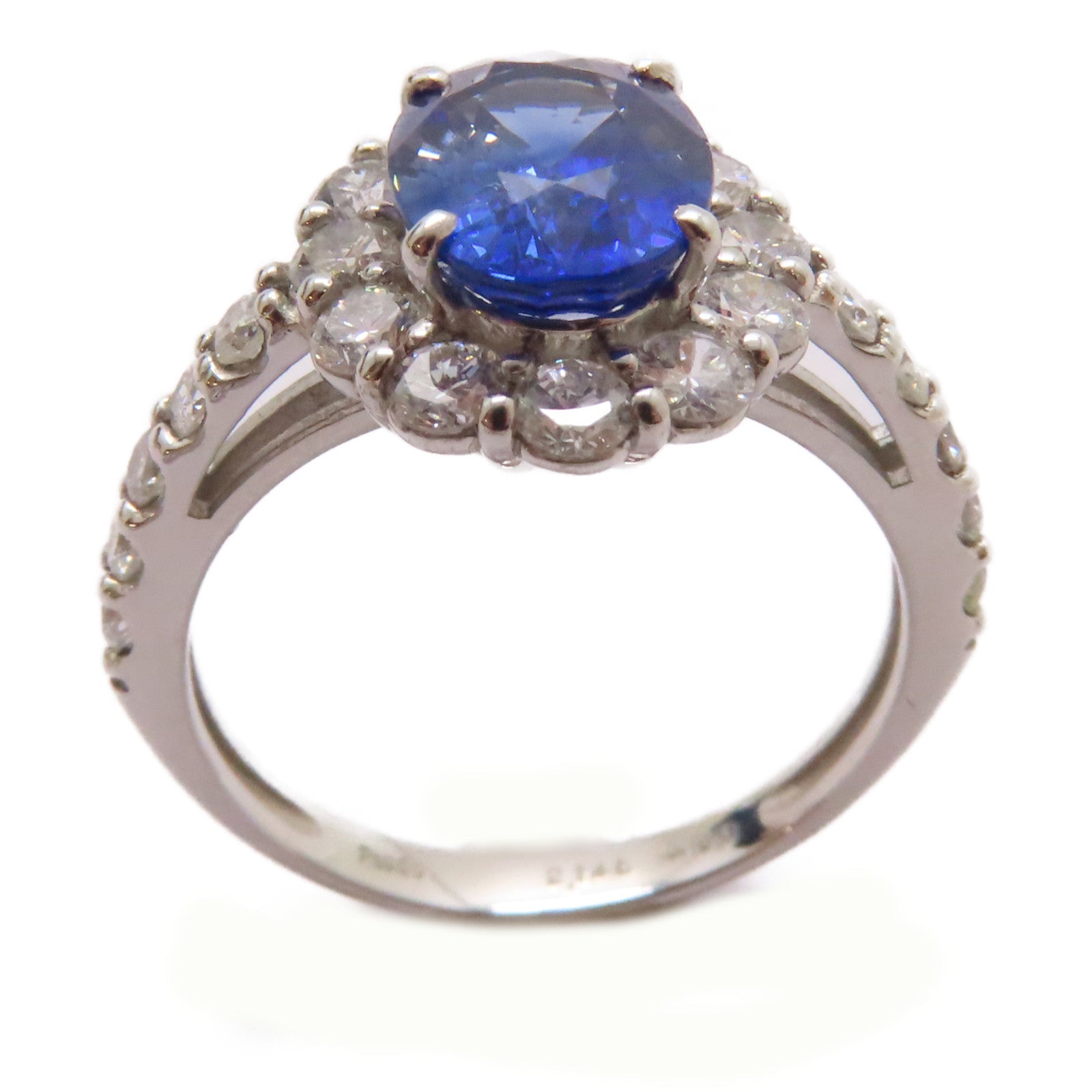 JEWELRY PT950鉑金Sapphire/Diamond Ring 2.145ct藍寶石/0.94ct鑽石戒指US#6.25