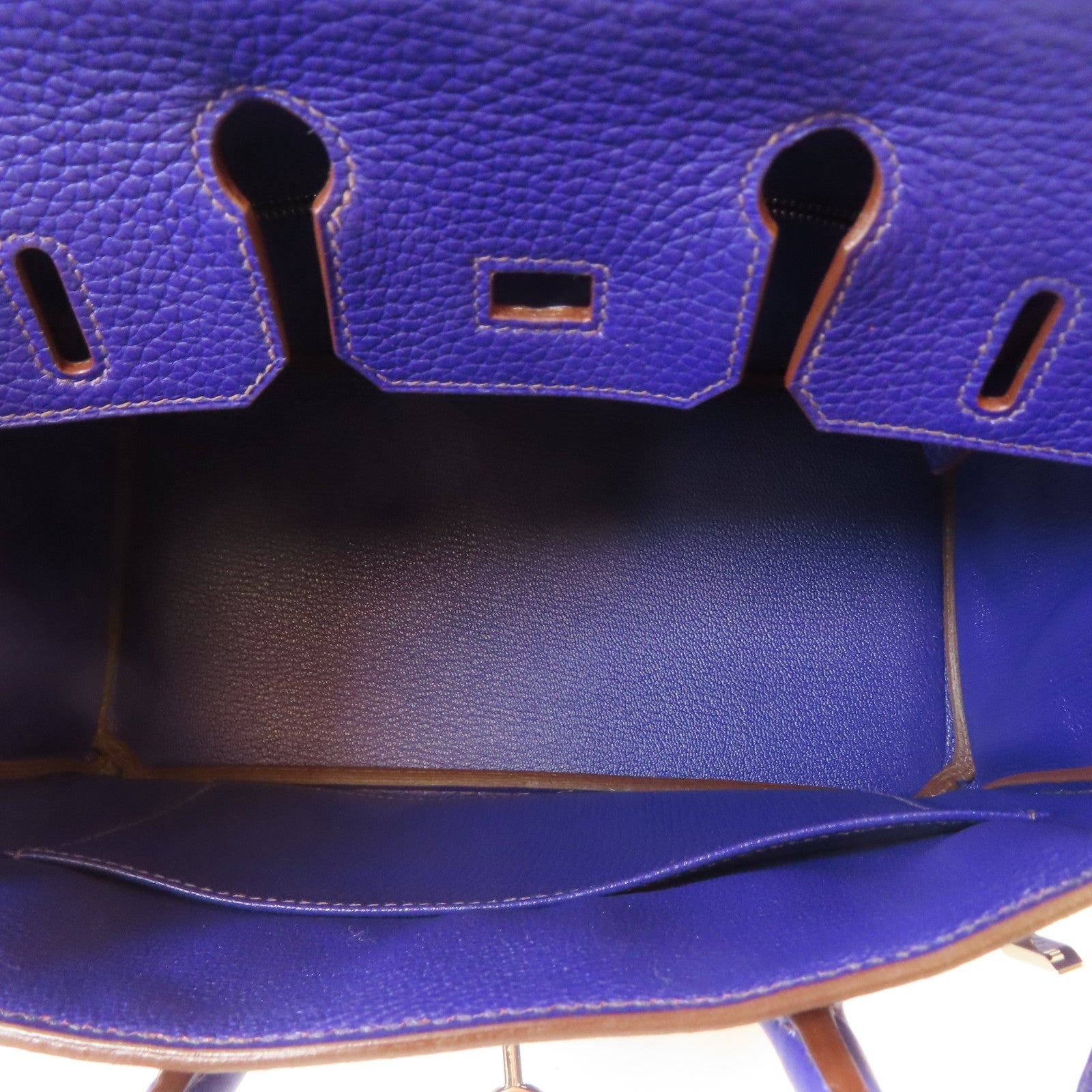 HERMES Togo皮革Birkin 25銀扣手挽袋Iris紫色