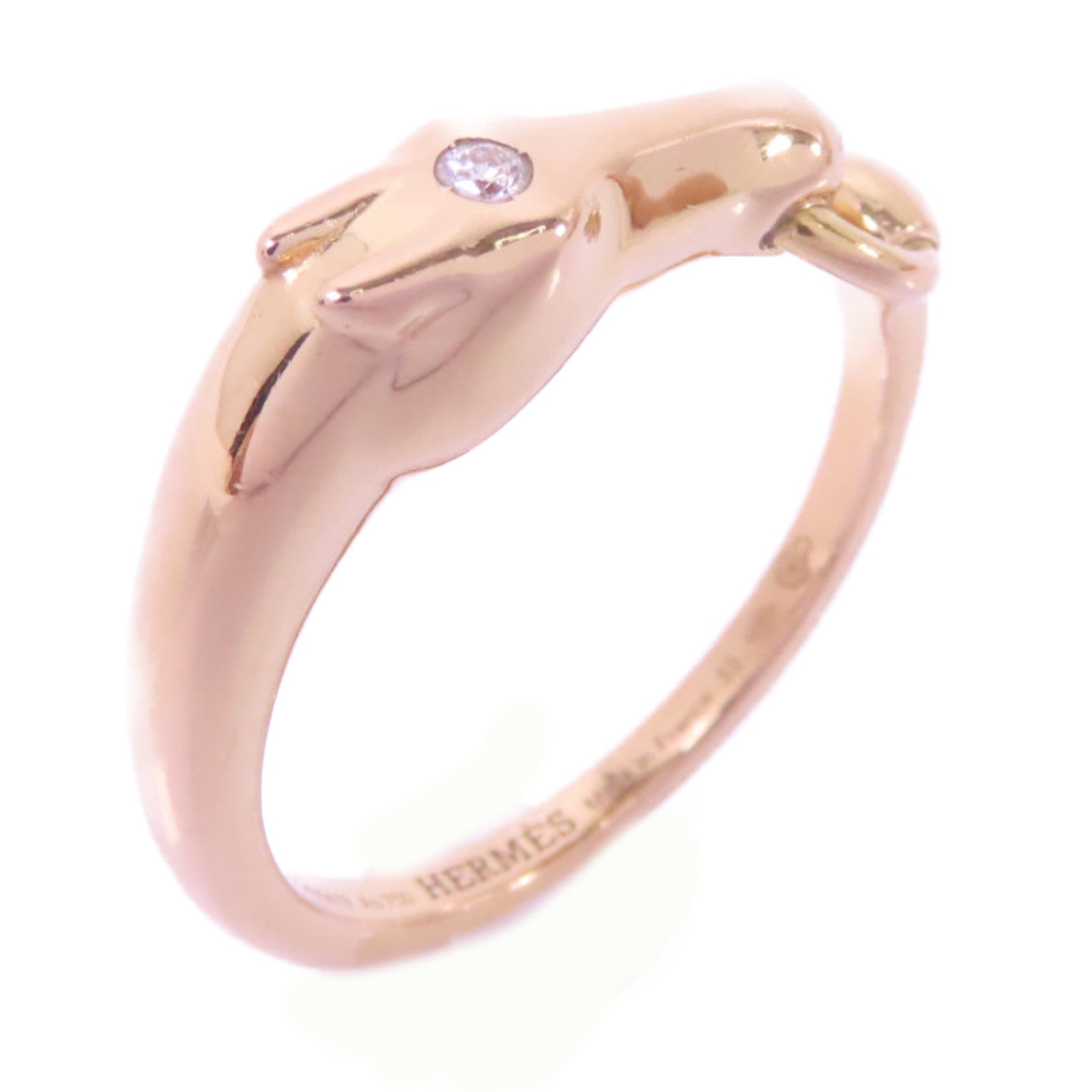 HERMES 18K玫瑰金Galop Ring戒指Hermes#53 US#6.25