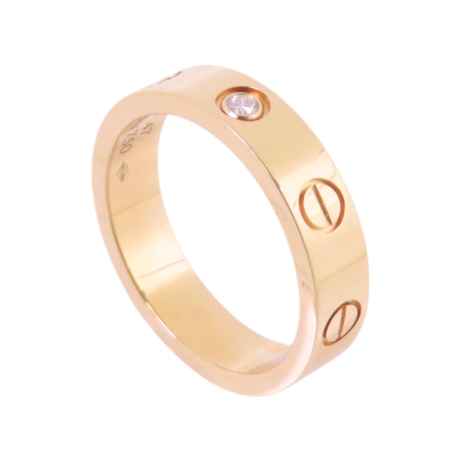 CARTIER 18K玫瑰金/鑽石1D Love Ring戒指Cartier#47/US#4