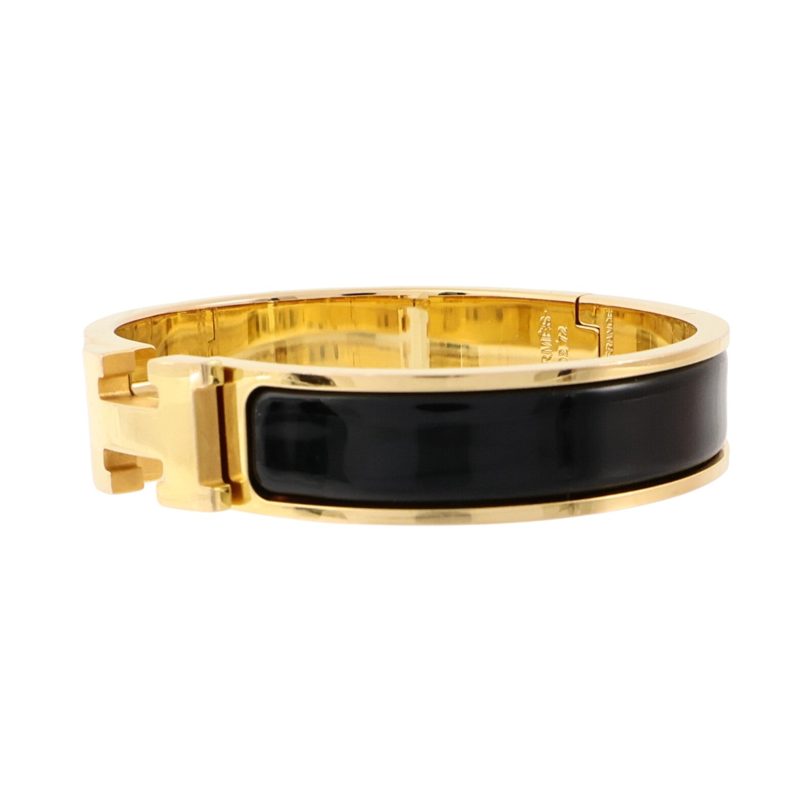 HERMES 金屬/琺瑯Clic H Bracelet金扣手鏈Black