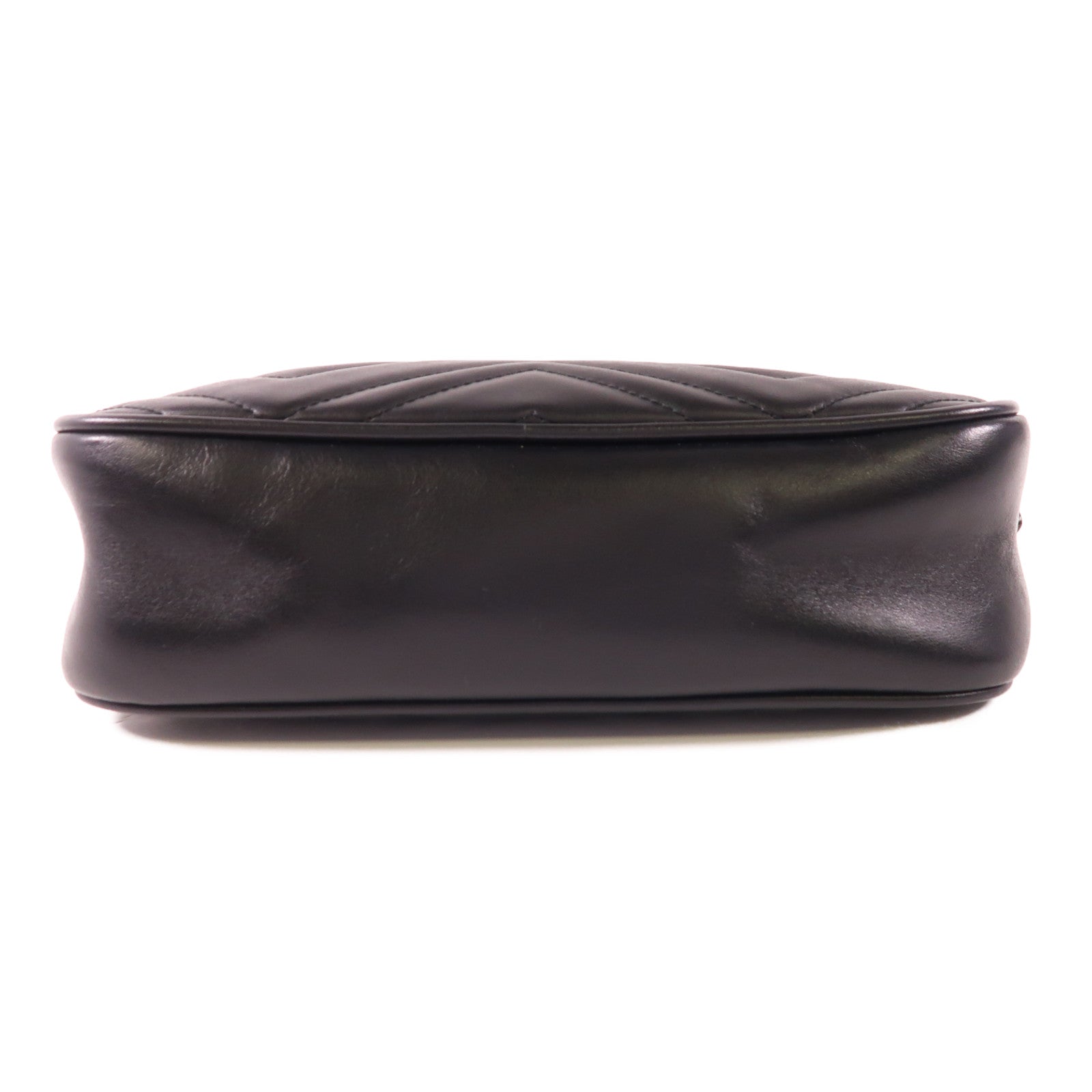 GUCCI GHW GG Marmont Shoulder Bag 447632 Calfskin Leather Black