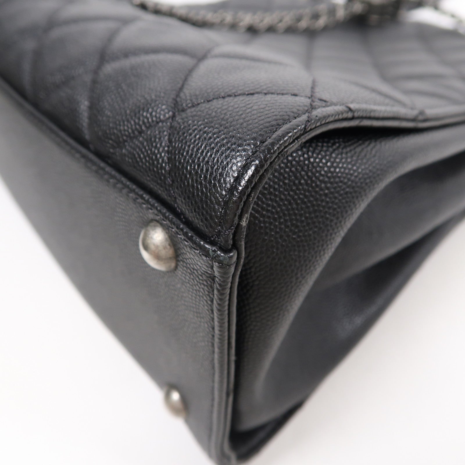 CHANEL 牛皮皮革2 way Shoulder銀扣鏈帶手挽肩背兩用袋