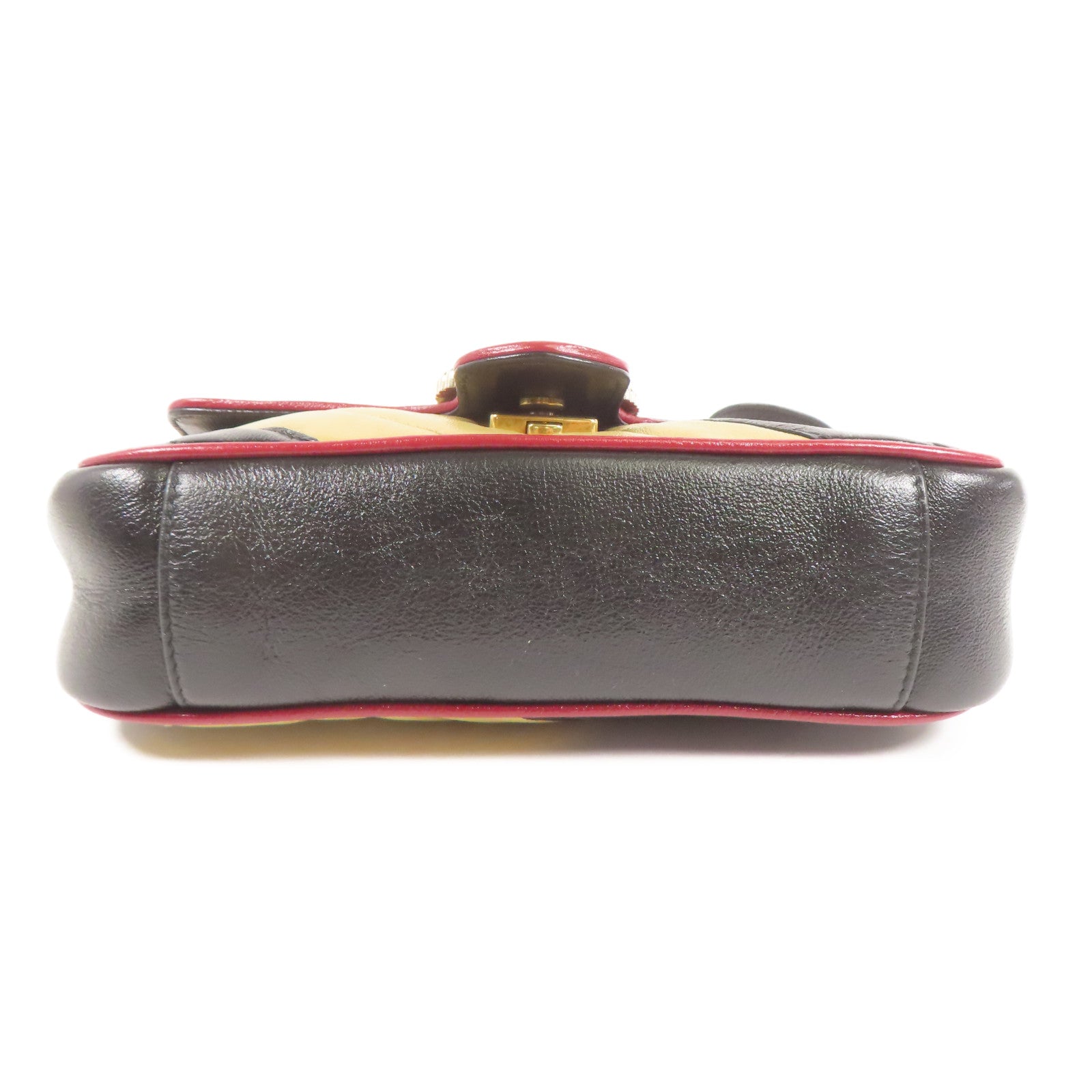 GUCCI GG GHW GG Marmont Shoulder Bag 446744 Calfskin Leather Beige/Black