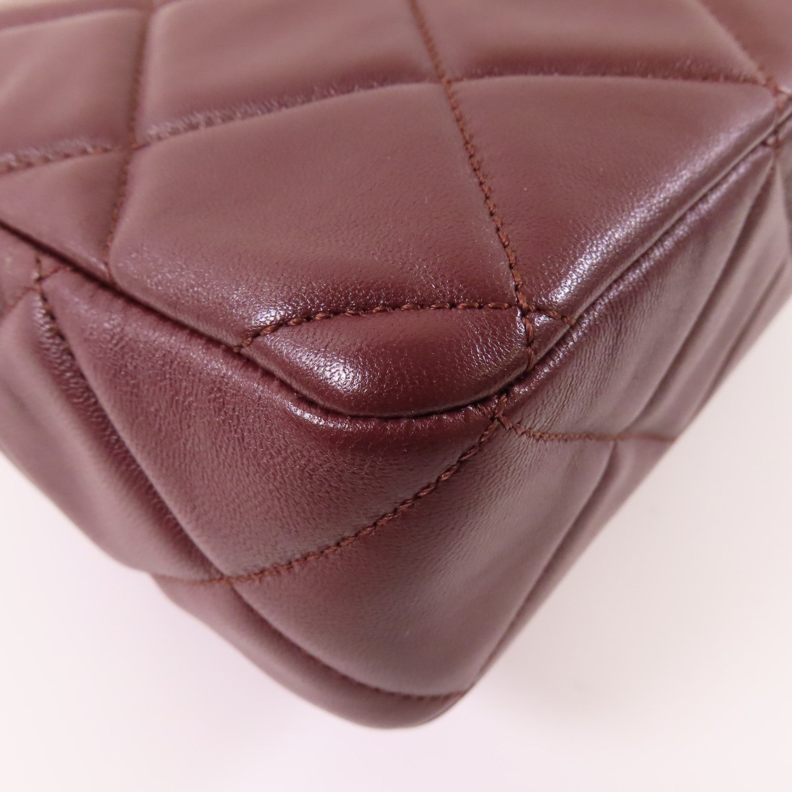 CHANEL CC GHW Chain Shoulder Bag Lambskin Leather Brown