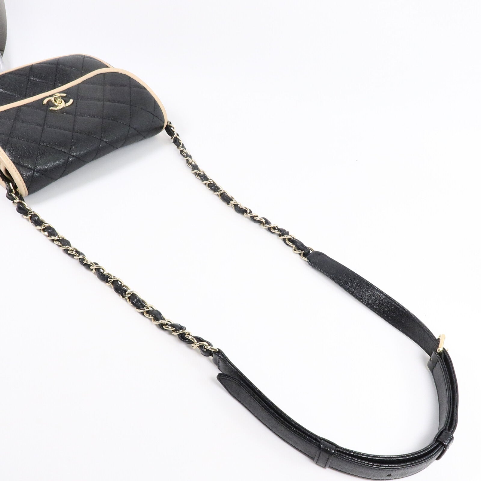 CHANEL 牛皮皮革Messenger Bag鏈帶肩背袋