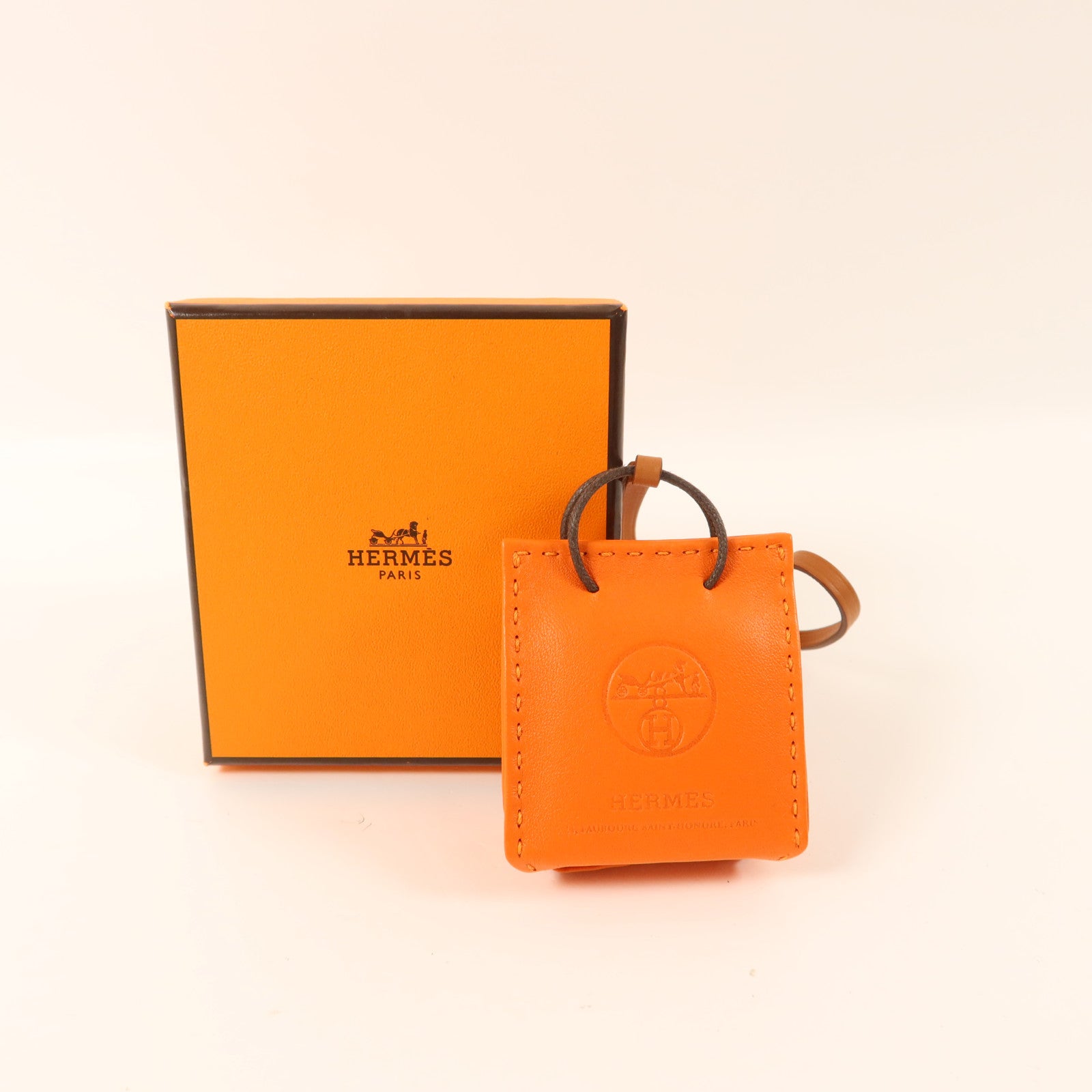 HERMES Milo皮革/Swift皮革Sac Orange Bag Charm掛飾Orange