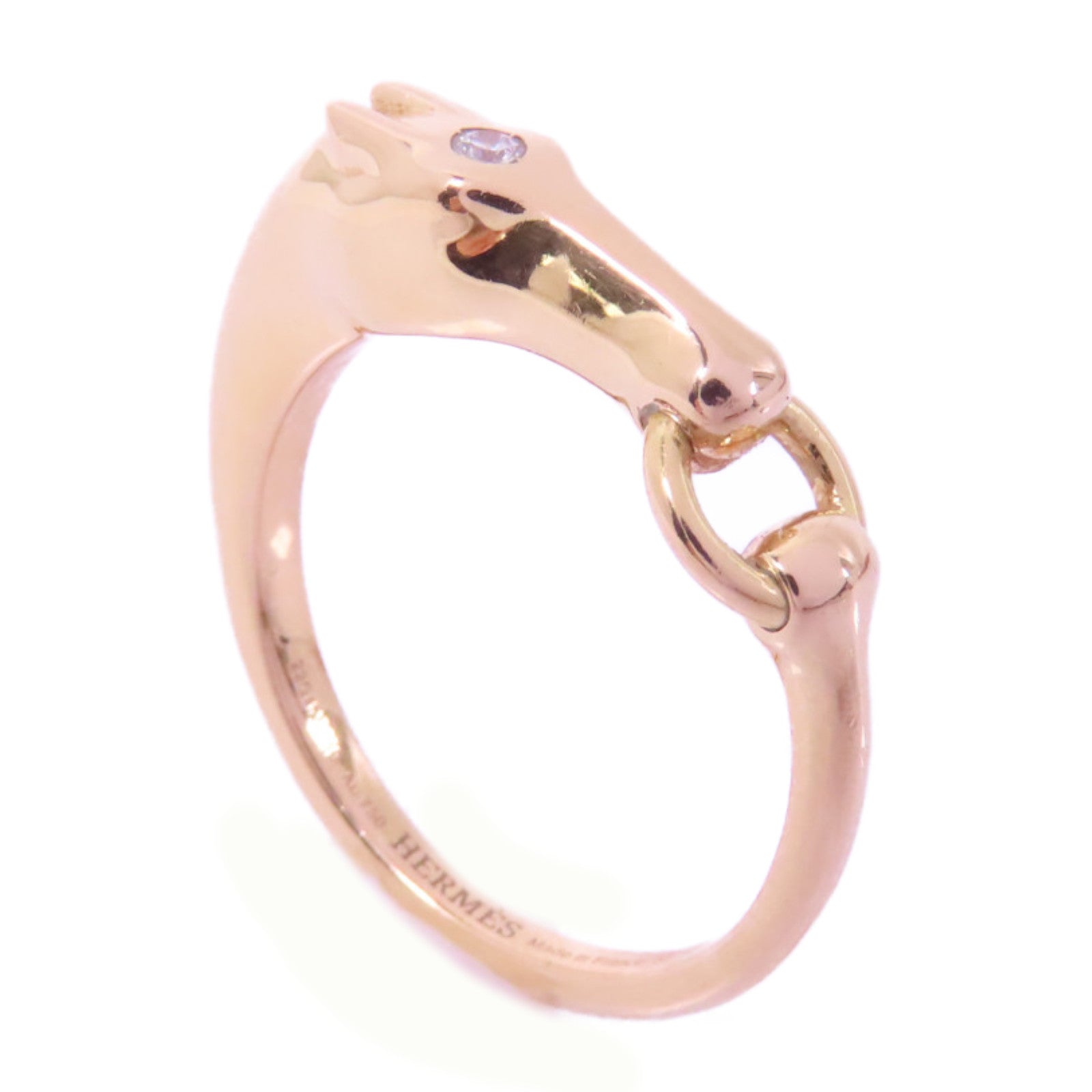 HERMES 18K玫瑰金Galop Ring戒指Hermes#53 US#6.25