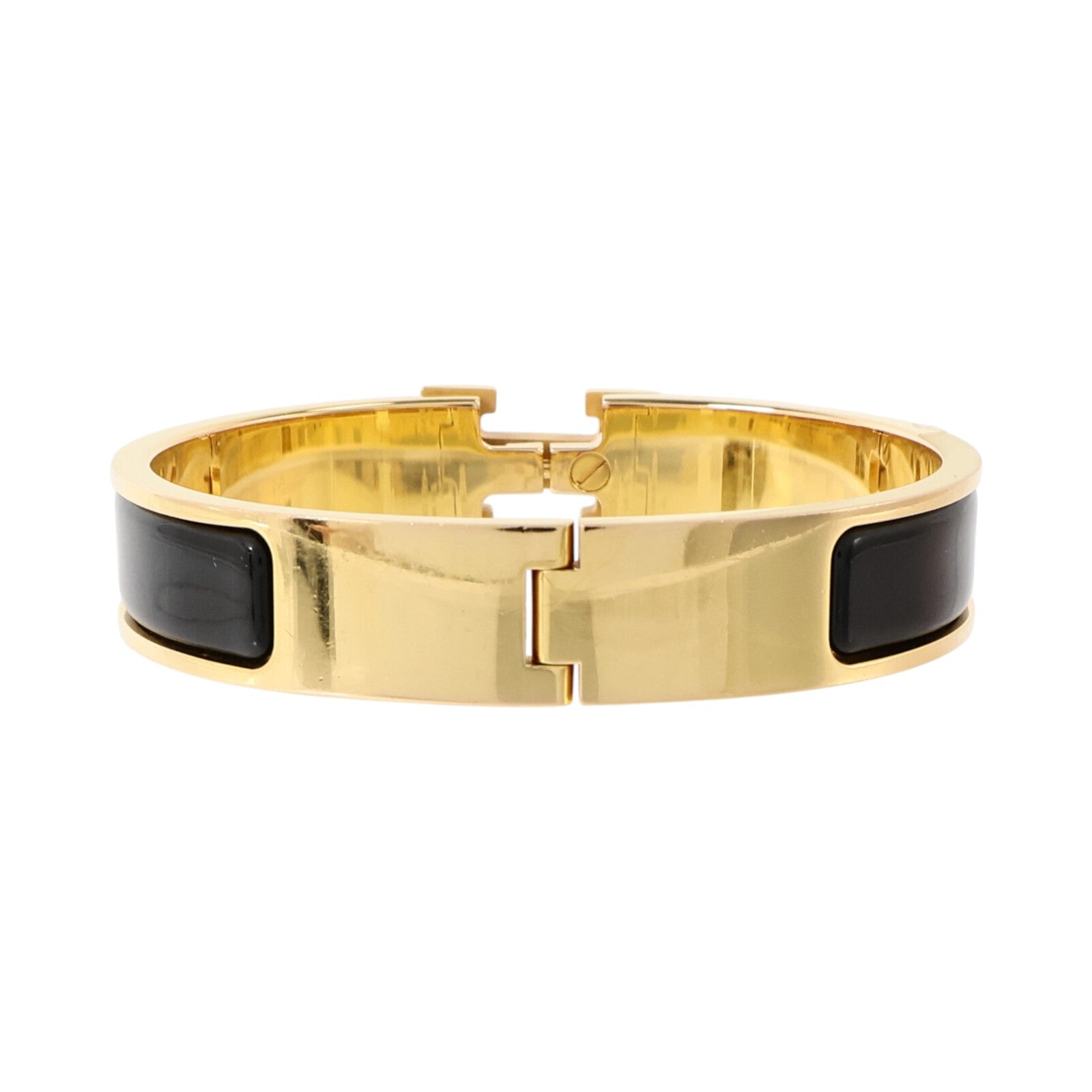 HERMES 金屬/琺瑯Clic H Bracelet金扣手鏈Black
