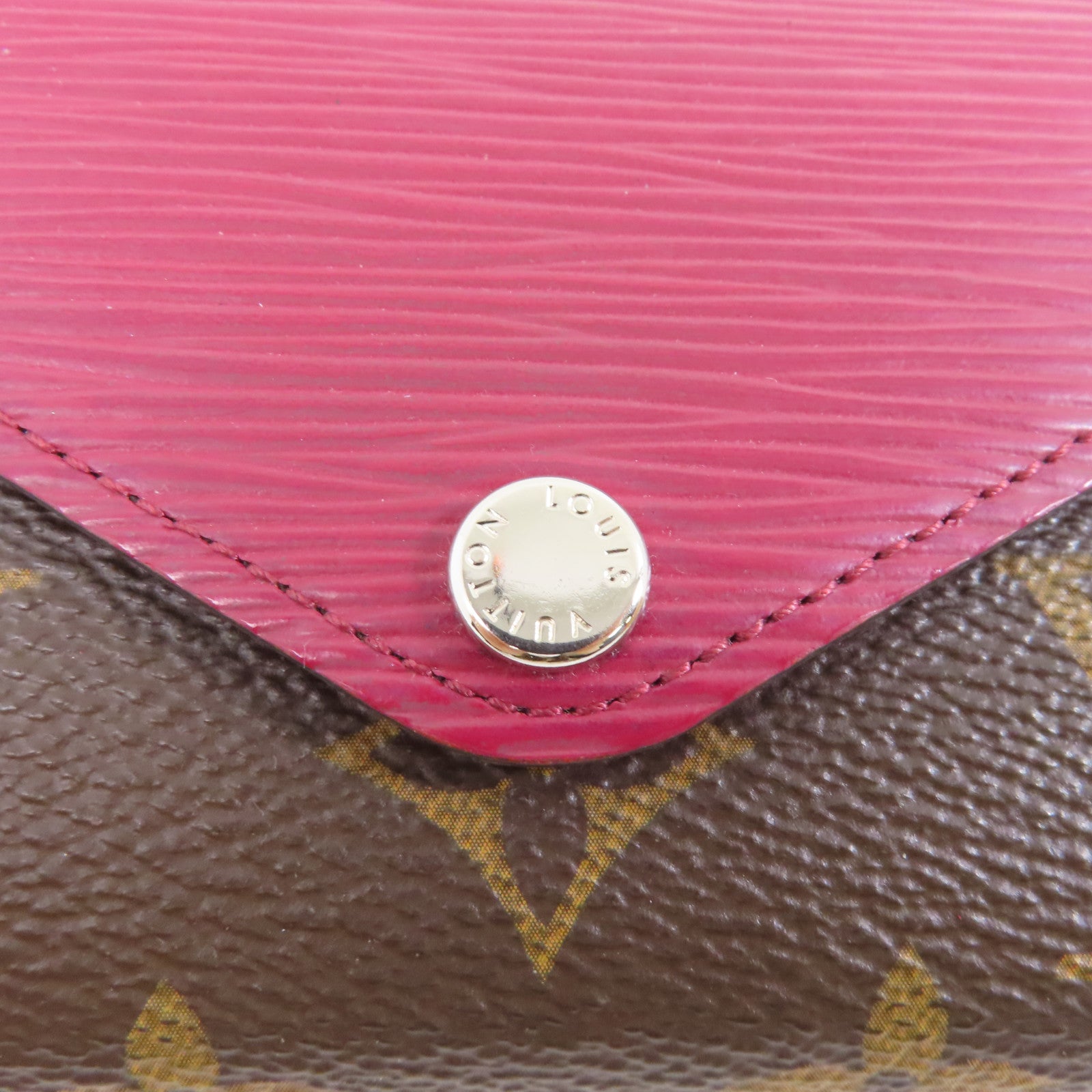LOUIS VUITTON Monogram/Epi Pallas銀扣錢包棕色/酒紅色