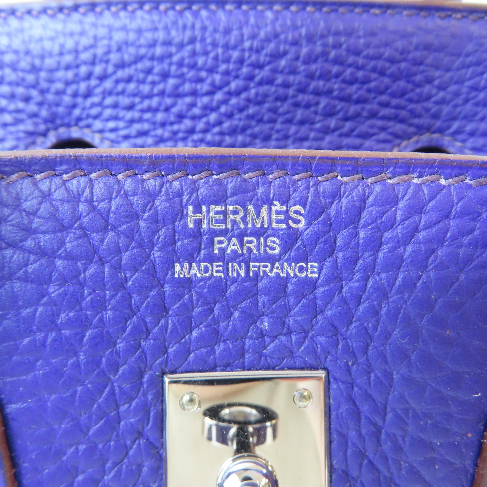 HERMES Togo皮革Birkin 25銀扣手挽袋Iris紫色