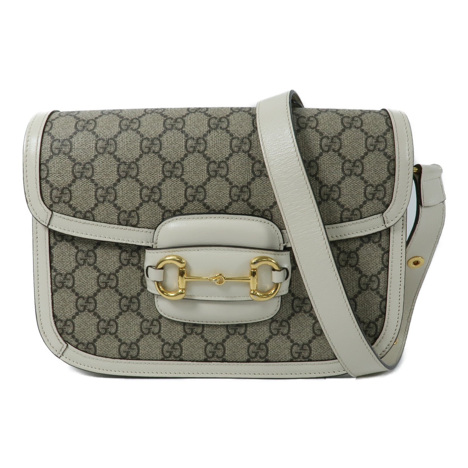 GUCCI 塗層帆布Horsebit 1955 Medium Shoulder Bag肩背袋