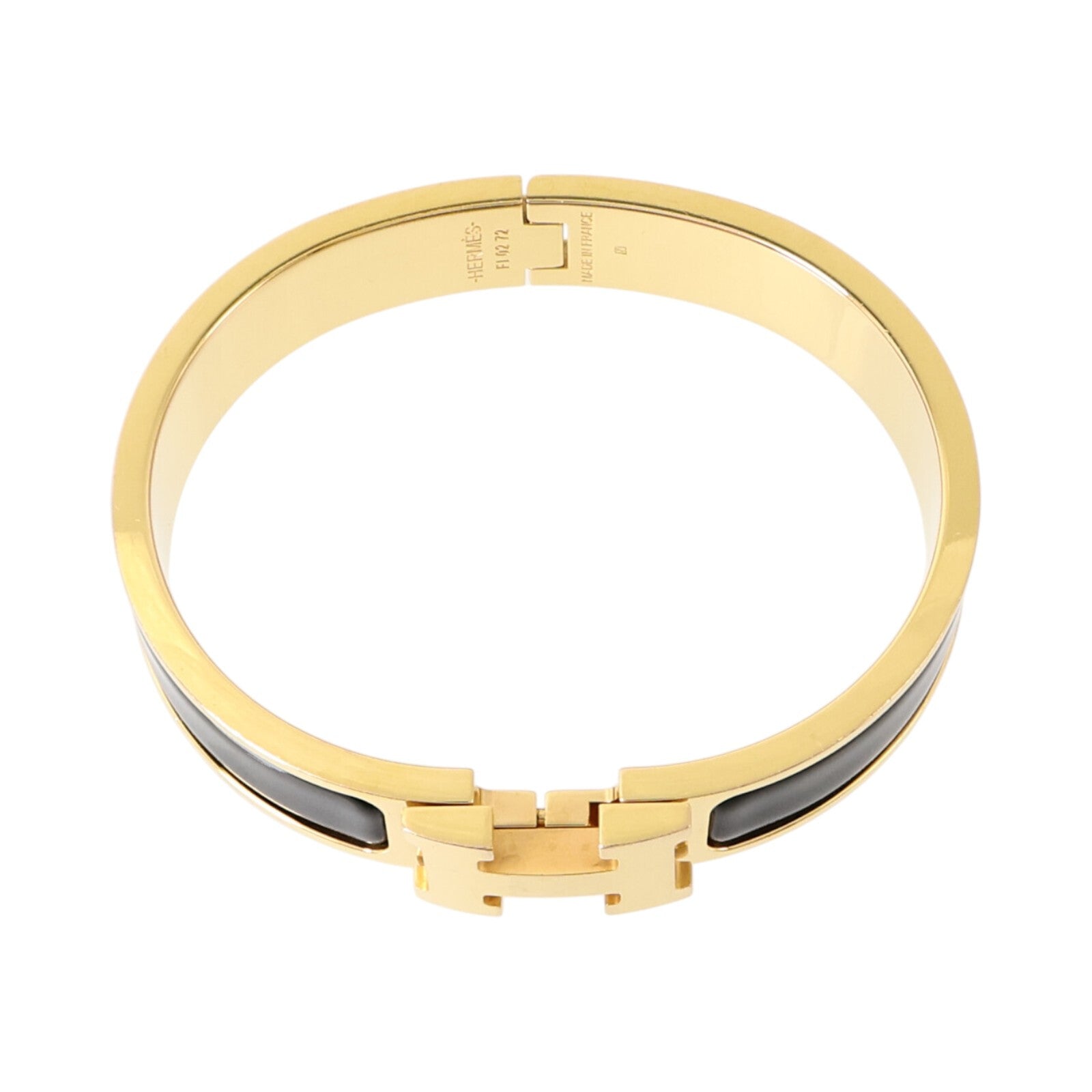HERMES 金屬/琺瑯Clic H Bracelet金扣手鏈Black