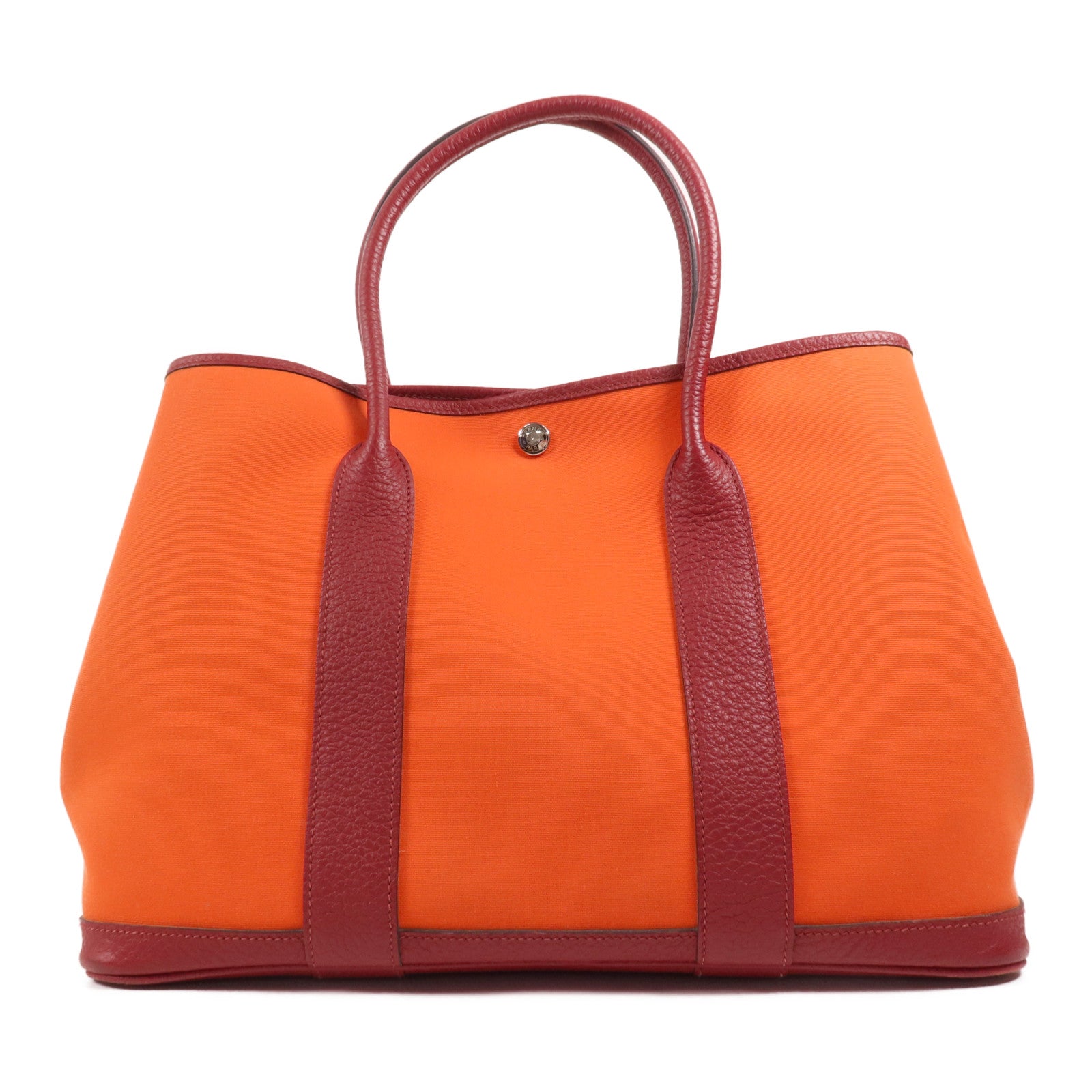 HERMES 帆布Garden Party PM銀扣手挽袋