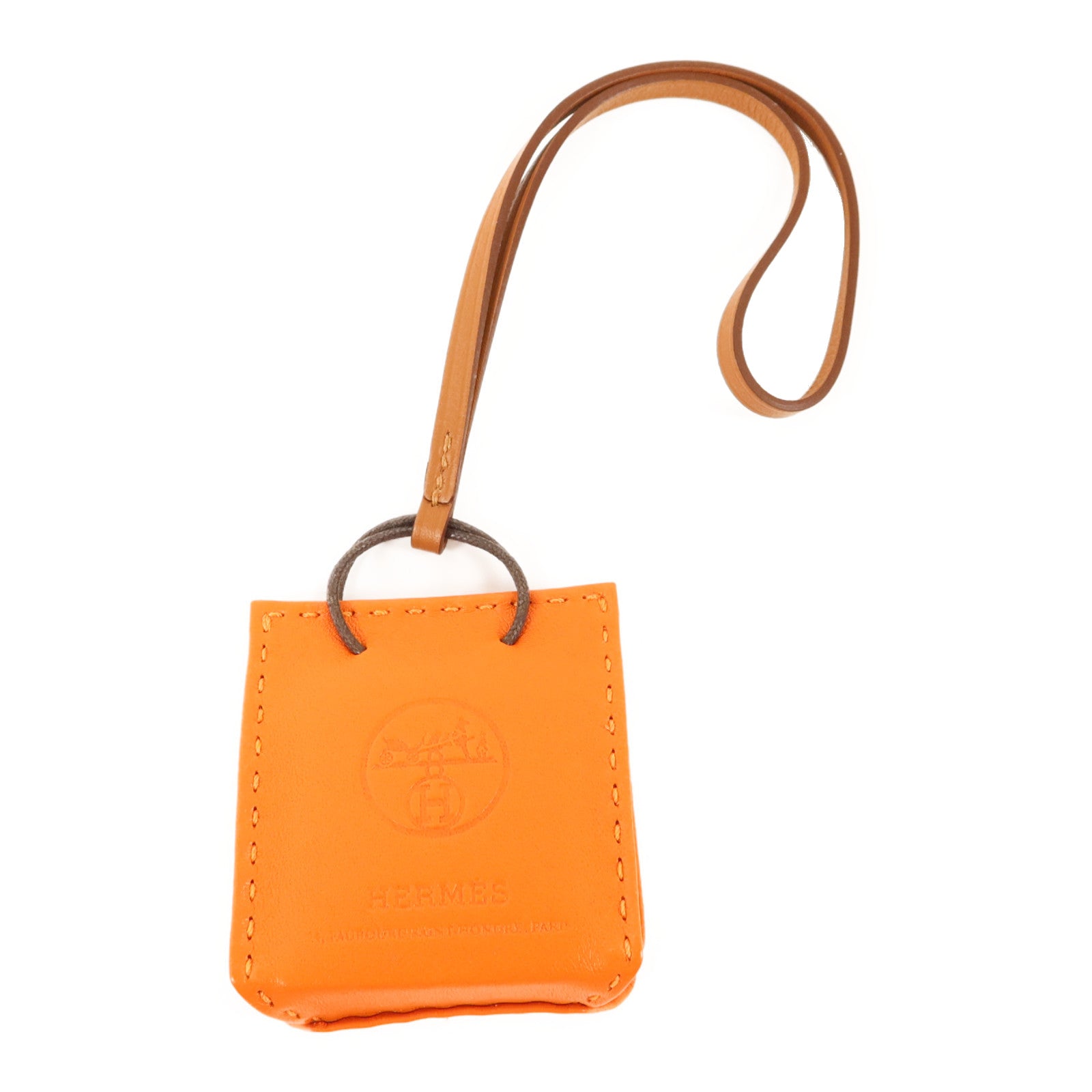 HERMES Milo皮革/Swift皮革Sac Orange Bag Charm掛飾Orange