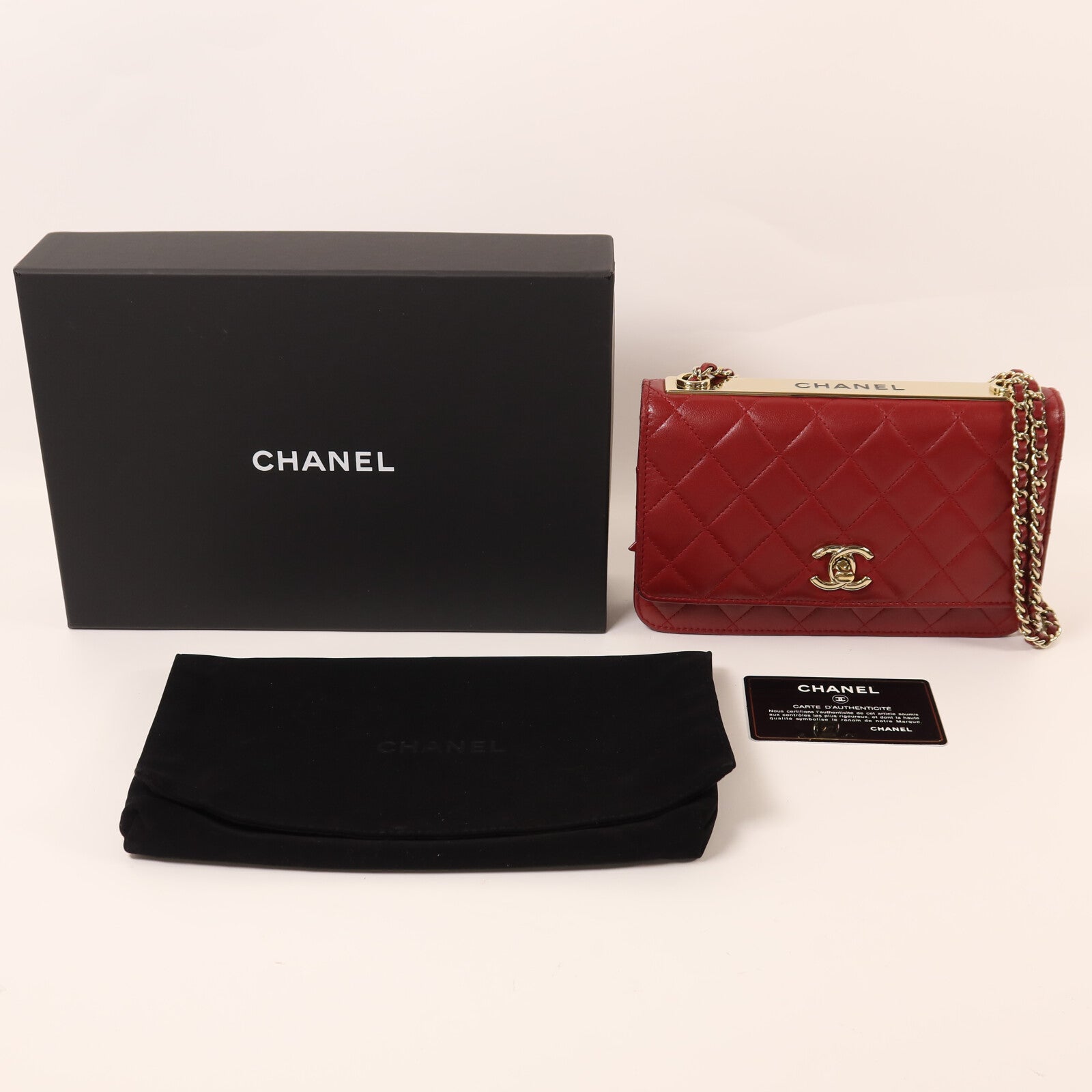 CHANEL 羊皮皮革Wallet On Chain金扣鏈帶肩背袋