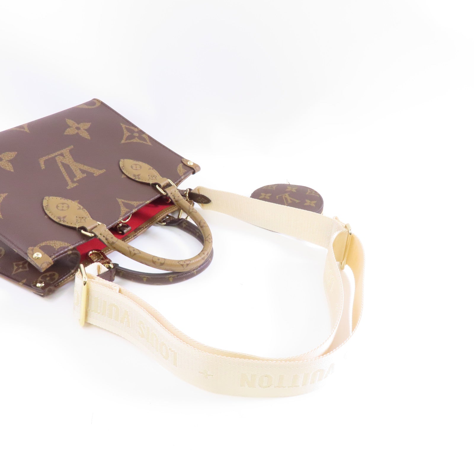 LOUIS VUITTON Monogram Giant OnTheGo PM金扣手挽肩背兩用袋啡色