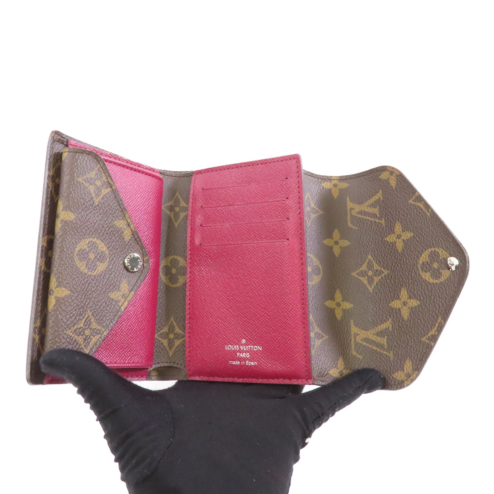 LOUIS VUITTON Monogram/Epi Pallas銀扣錢包棕色/酒紅色