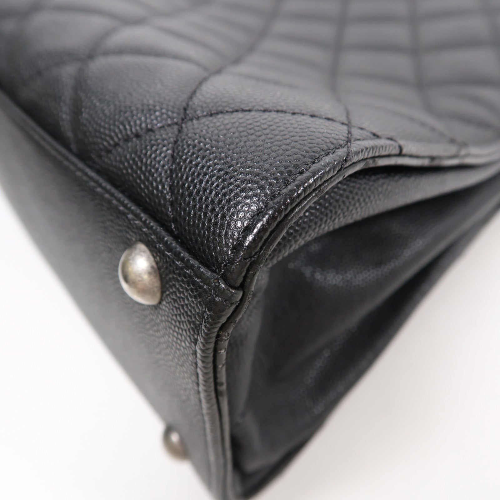 CHANEL 牛皮皮革2 way Shoulder銀扣鏈帶手挽肩背兩用袋