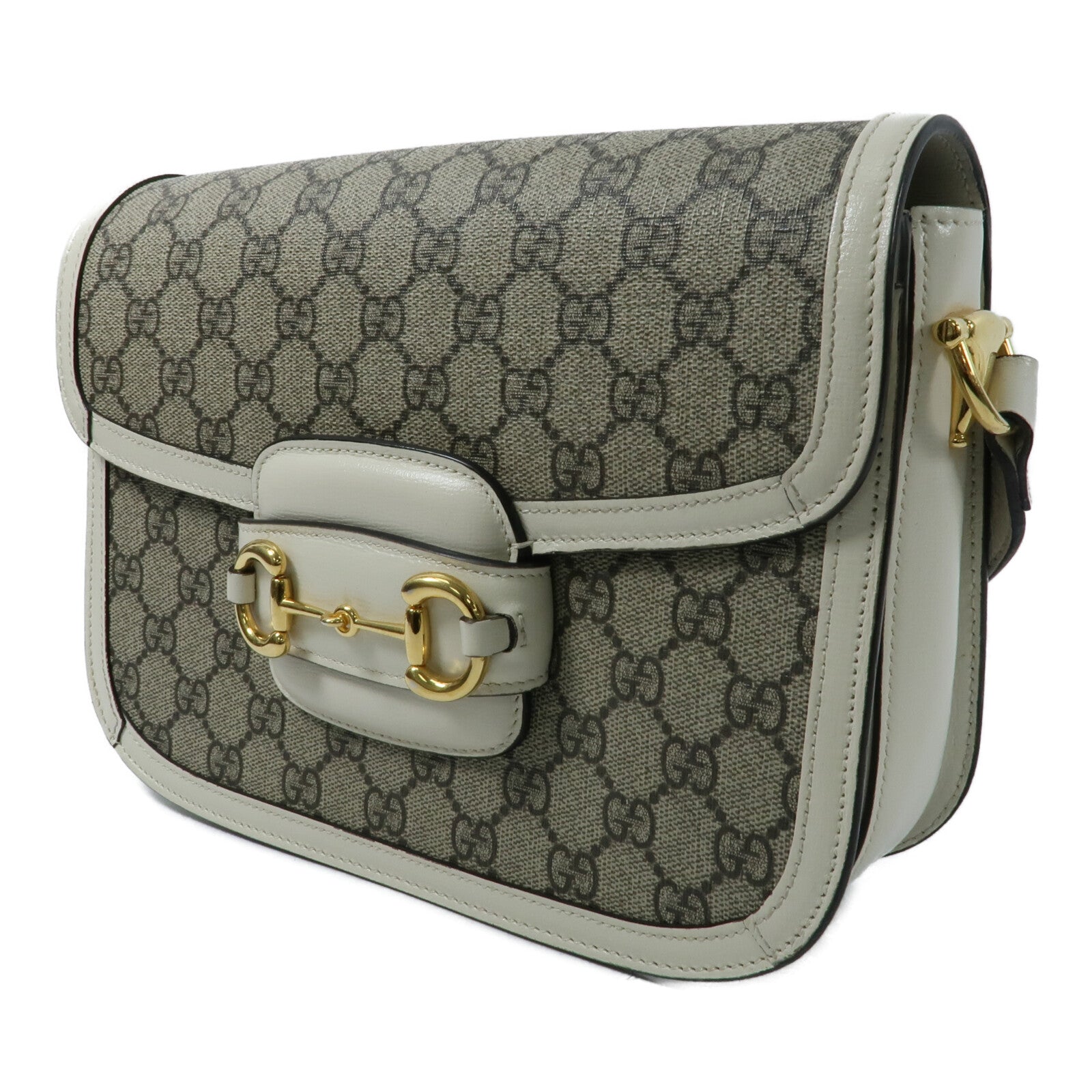 GUCCI 塗層帆布Horsebit 1955 Medium Shoulder Bag肩背袋