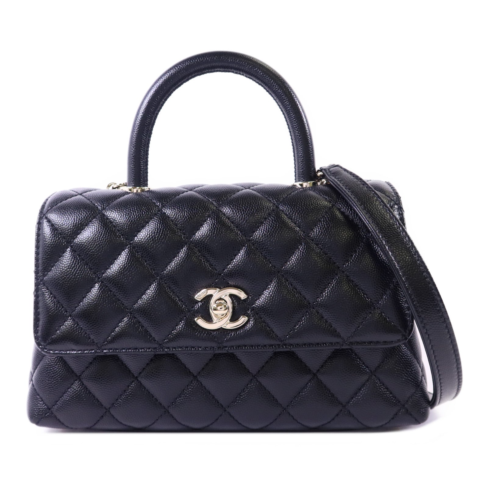 CHANEL 牛皮皮革Coco Handle Small金扣手挽肩背兩用袋