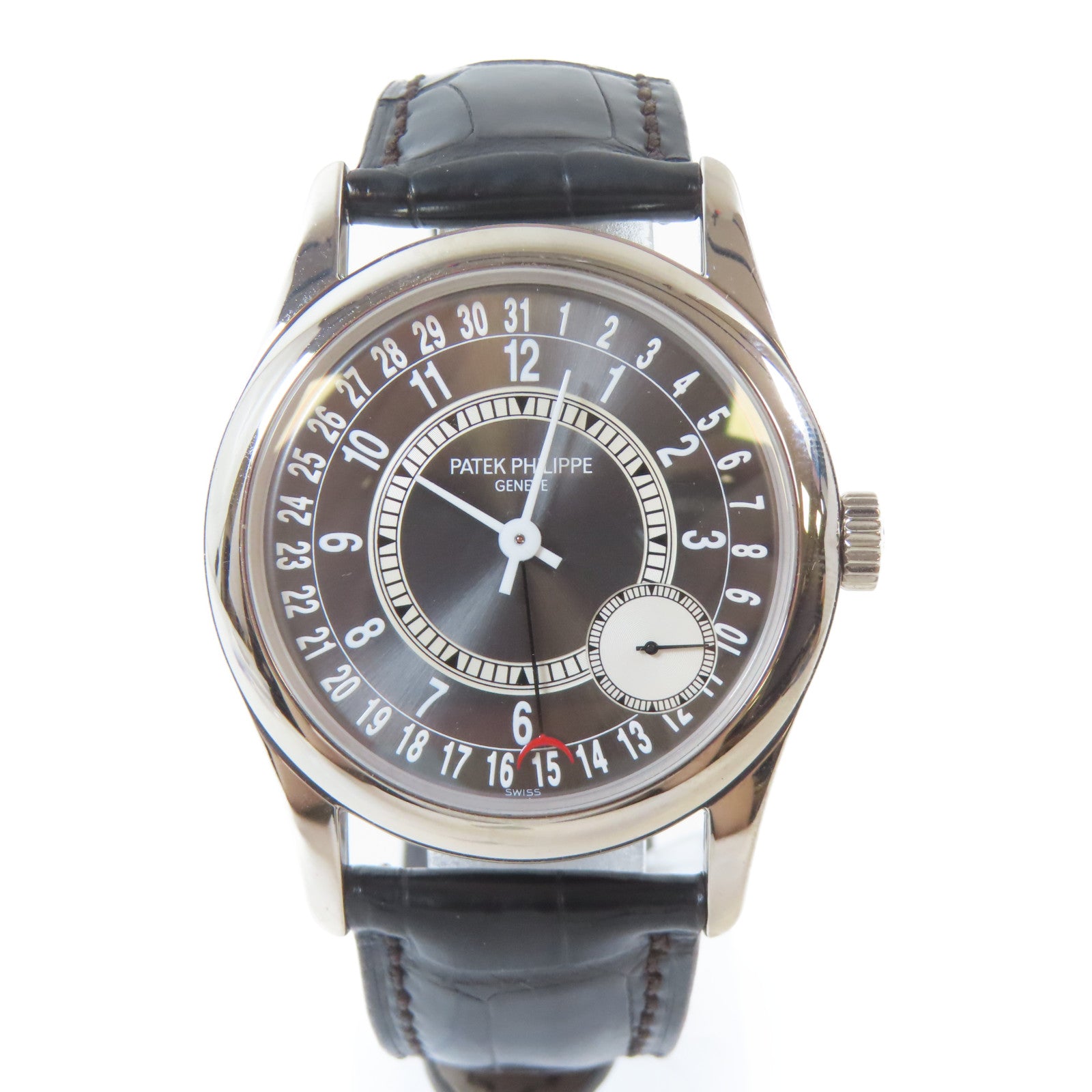 PATEK PHILIPPE Calatrava18K白金自動機芯手錶黑色