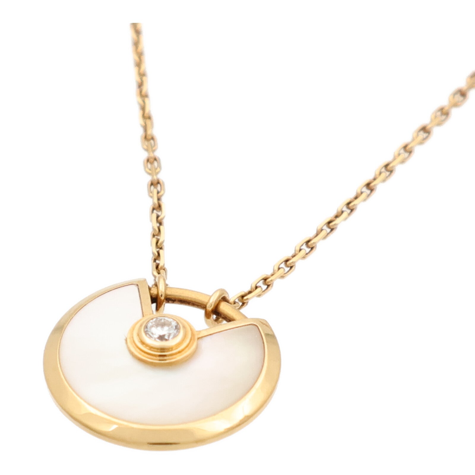 CARTIER 18K黃金/珍珠母貝Amulette De鑽石項鍊