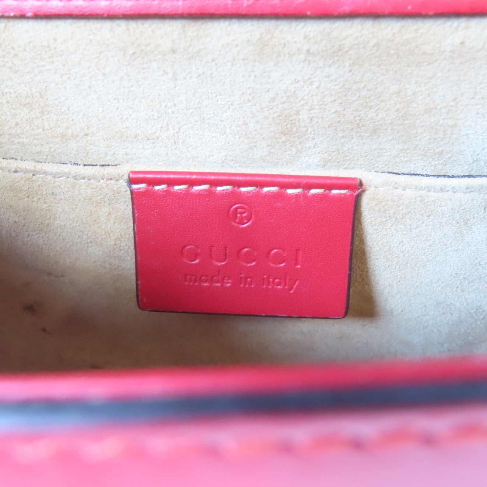 GUCCI 【激減優惠】牛皮皮革Sylvie Mini Shoulder Bag金扣手挽肩背兩用袋紅色