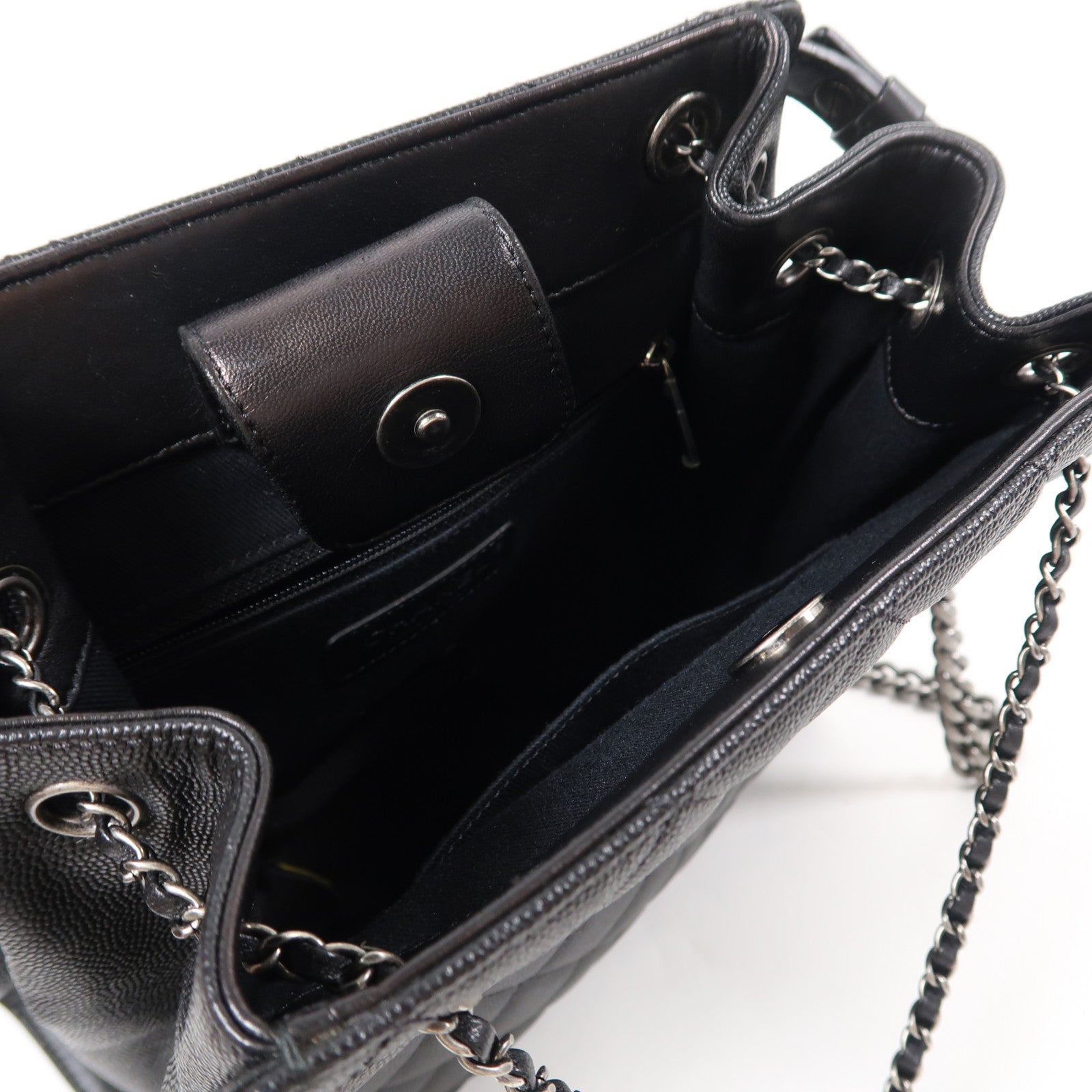 CHANEL 牛皮皮革2 way Shoulder銀扣鏈帶手挽肩背兩用袋