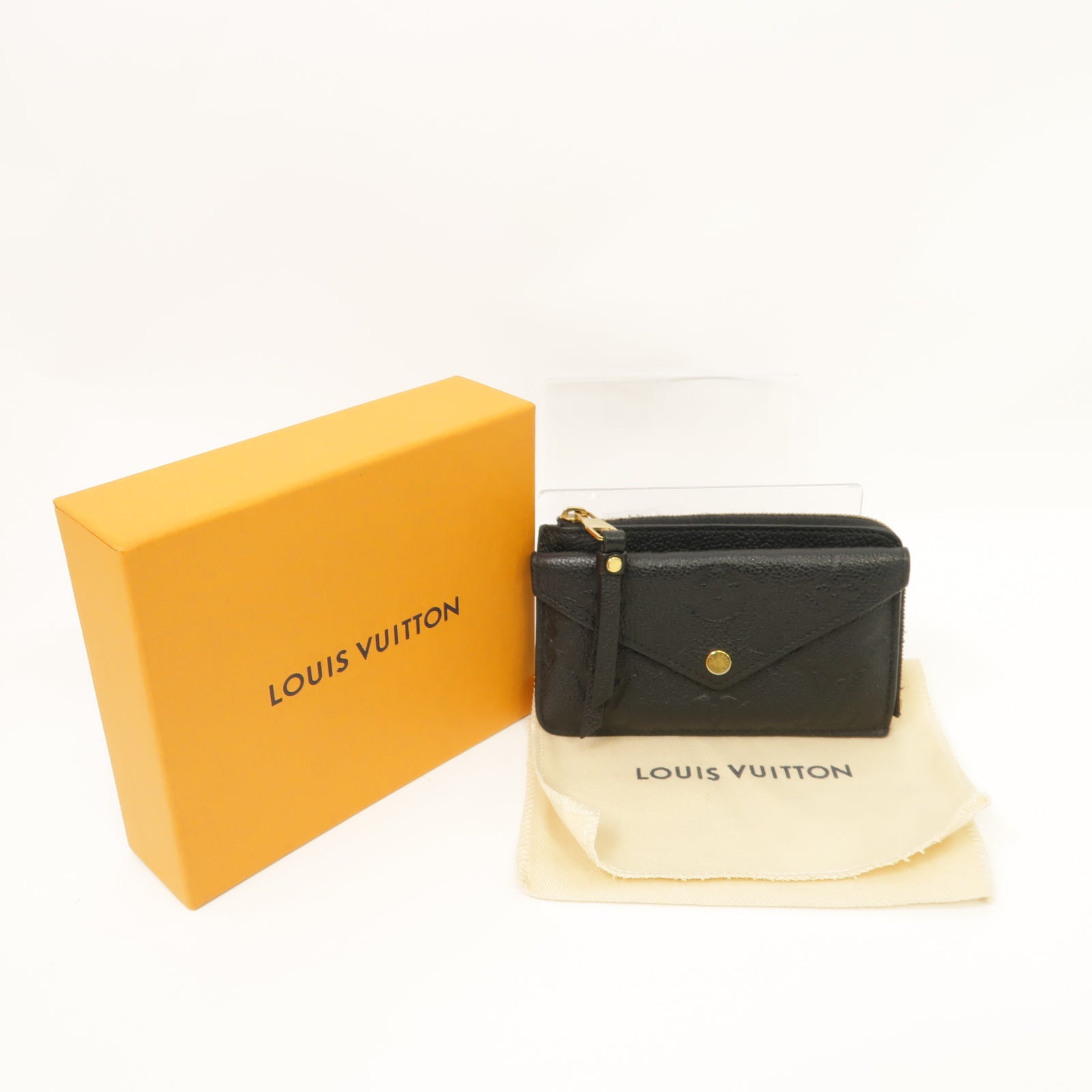 LOUIS VUITTON Monogram Empreinte Recto Verso金扣卡片套黑色