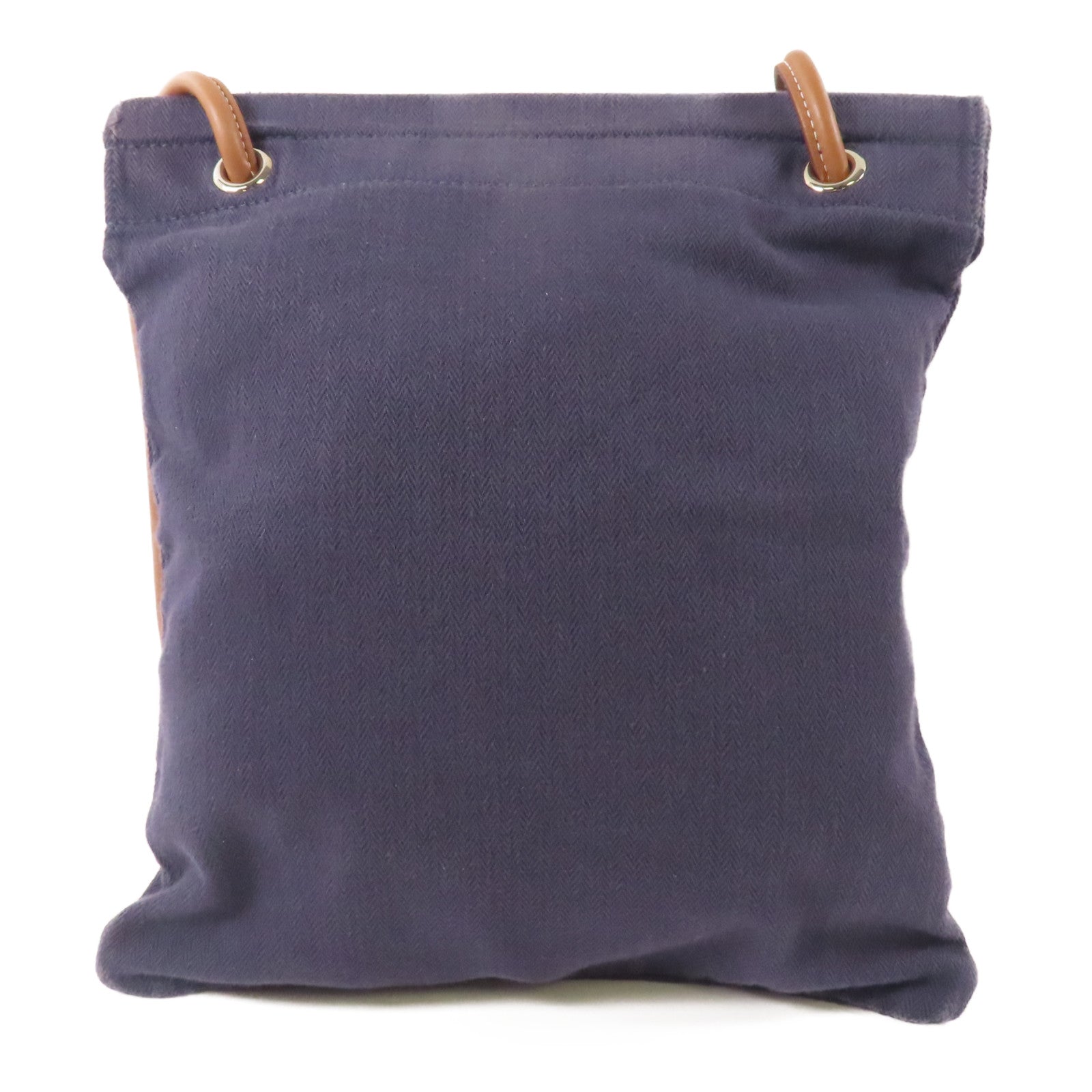 HERMES 棉質/牛皮皮革Aline銀扣肩背袋深藍色