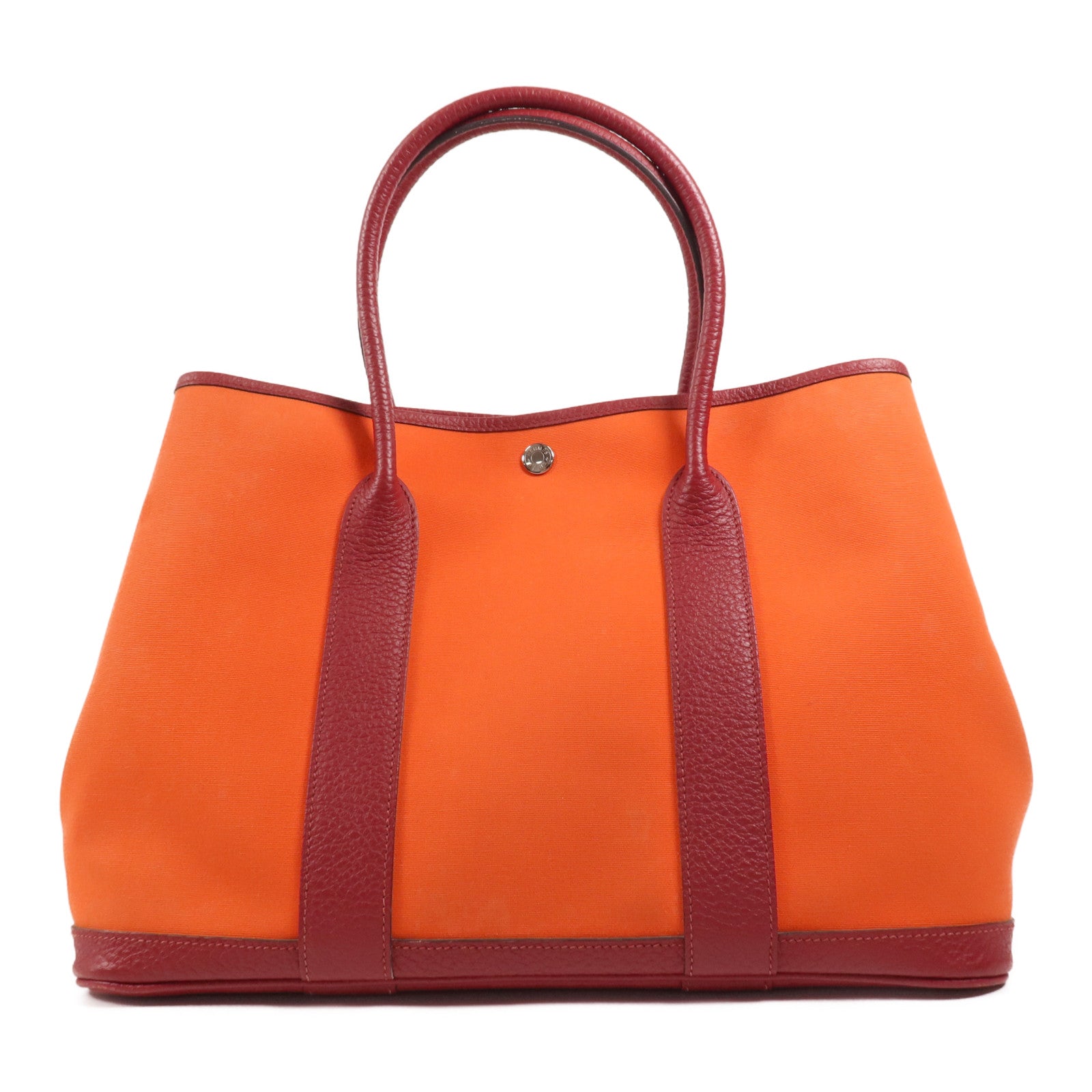 HERMES 【激減優惠】帆布Garden Party PM銀扣手挽袋