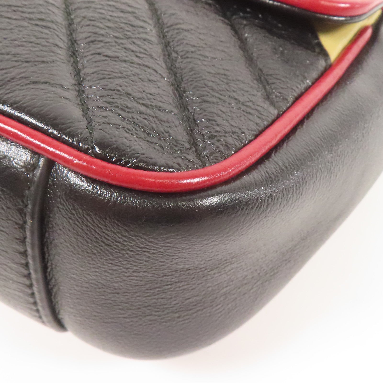 GUCCI GG GHW GG Marmont Shoulder Bag 446744 Calfskin Leather Beige/Black