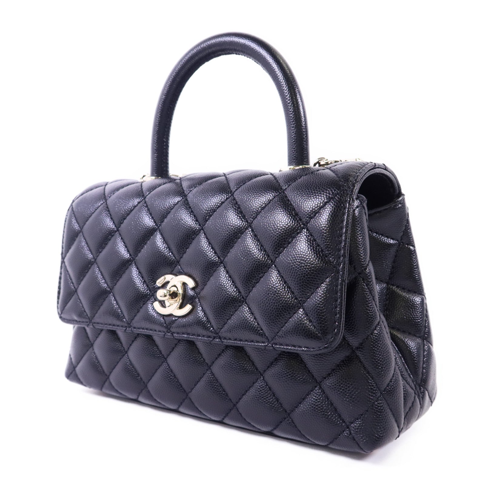 CHANEL 牛皮皮革Coco Handle Small金扣手挽肩背兩用袋