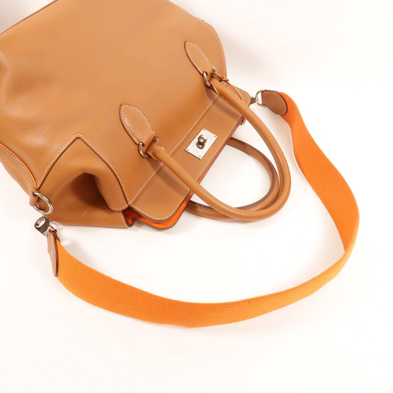 HERMES Swift皮革Toolbox 26手挽肩背兩用袋Gold/Orange