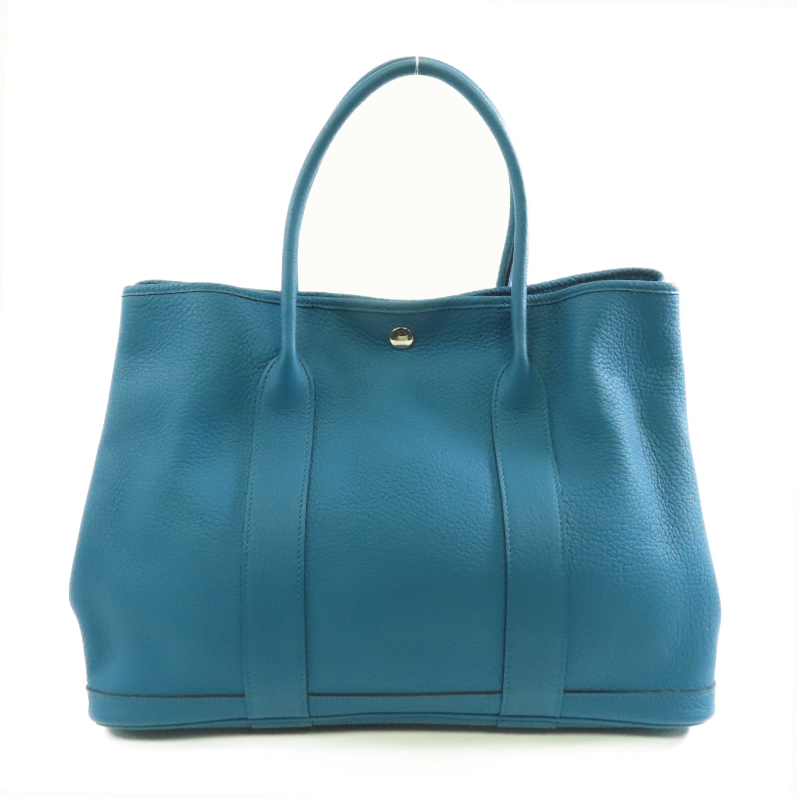 HERMES Negonda皮革Garden Party PM銀扣手挽袋Cobalt藍色