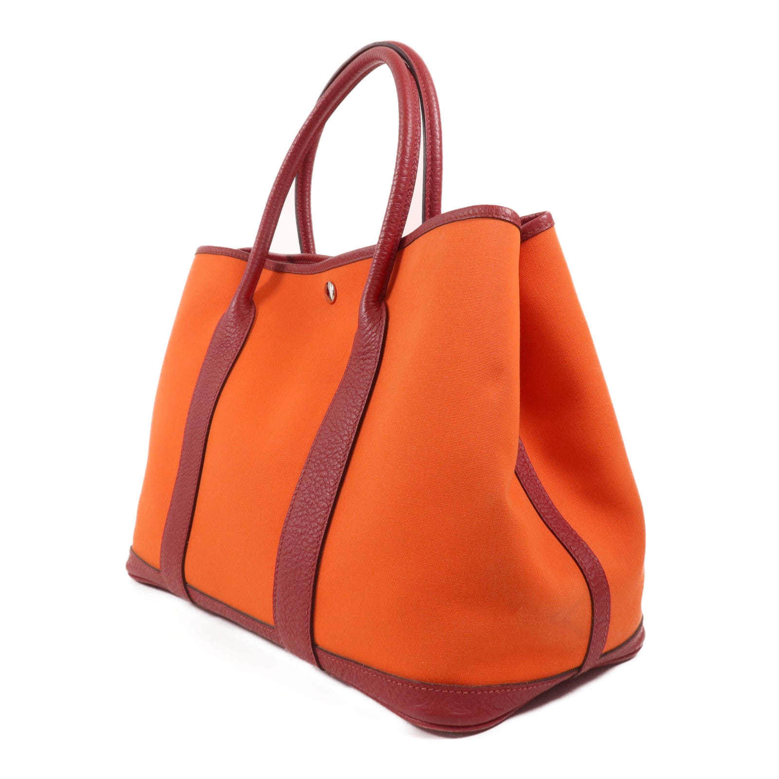 HERMES 帆布Garden Party PM銀扣手挽袋