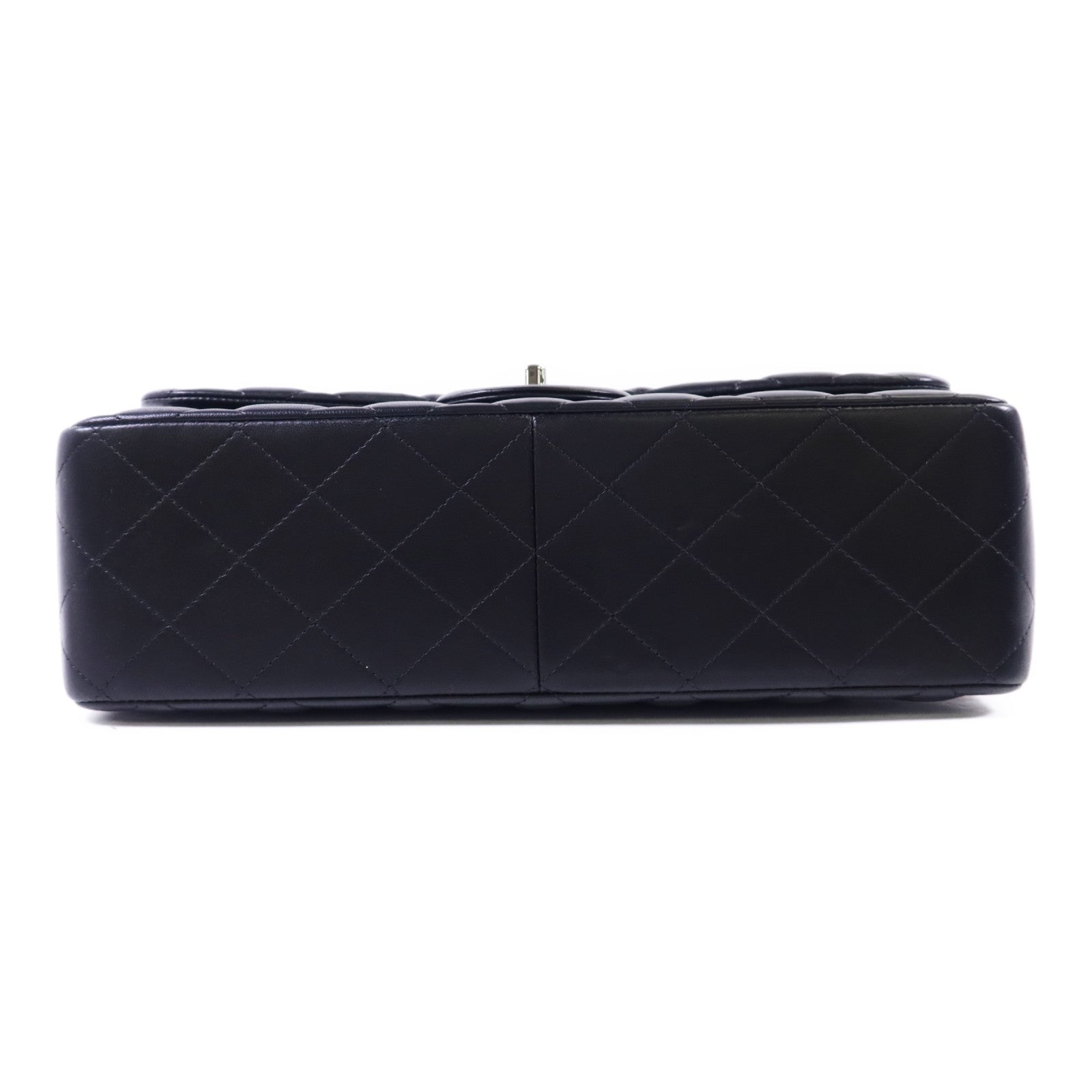 CHANEL 羊皮皮革Large Classic 銀扣鏈帶肩背袋