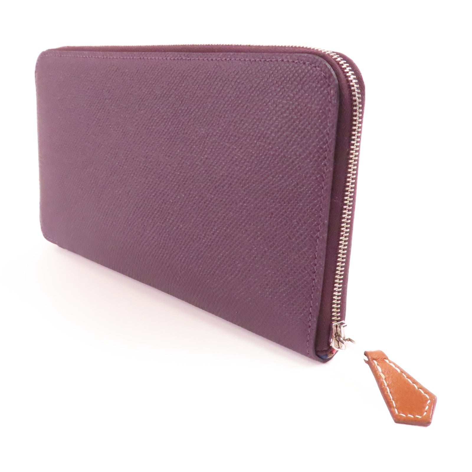 HERMES Epsom皮革Silk In Long Wallet銀扣長錢包55 Rouge H