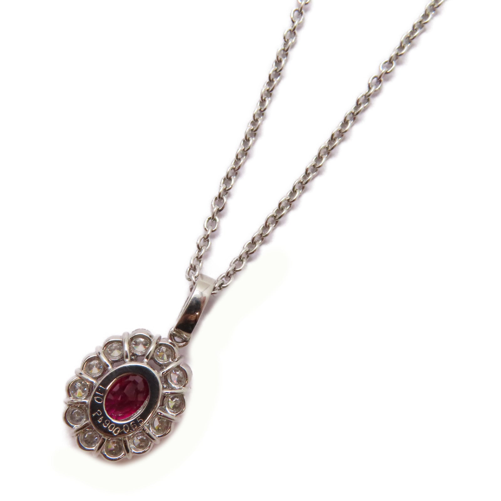 JEWELRY PT900鉑金Ruby/Diamond Necklace 1.10ct紅寶石/0.65ct鑽石項鍊紅色
