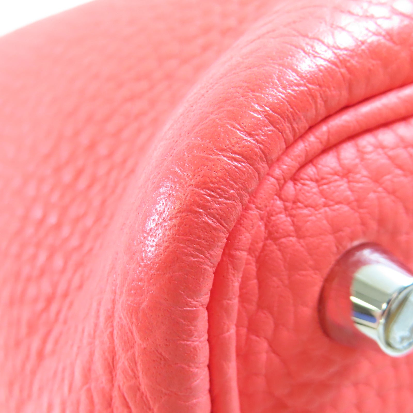 HERMES Clemence皮革Picotin PM銀扣手挽袋Rose Texas紅色