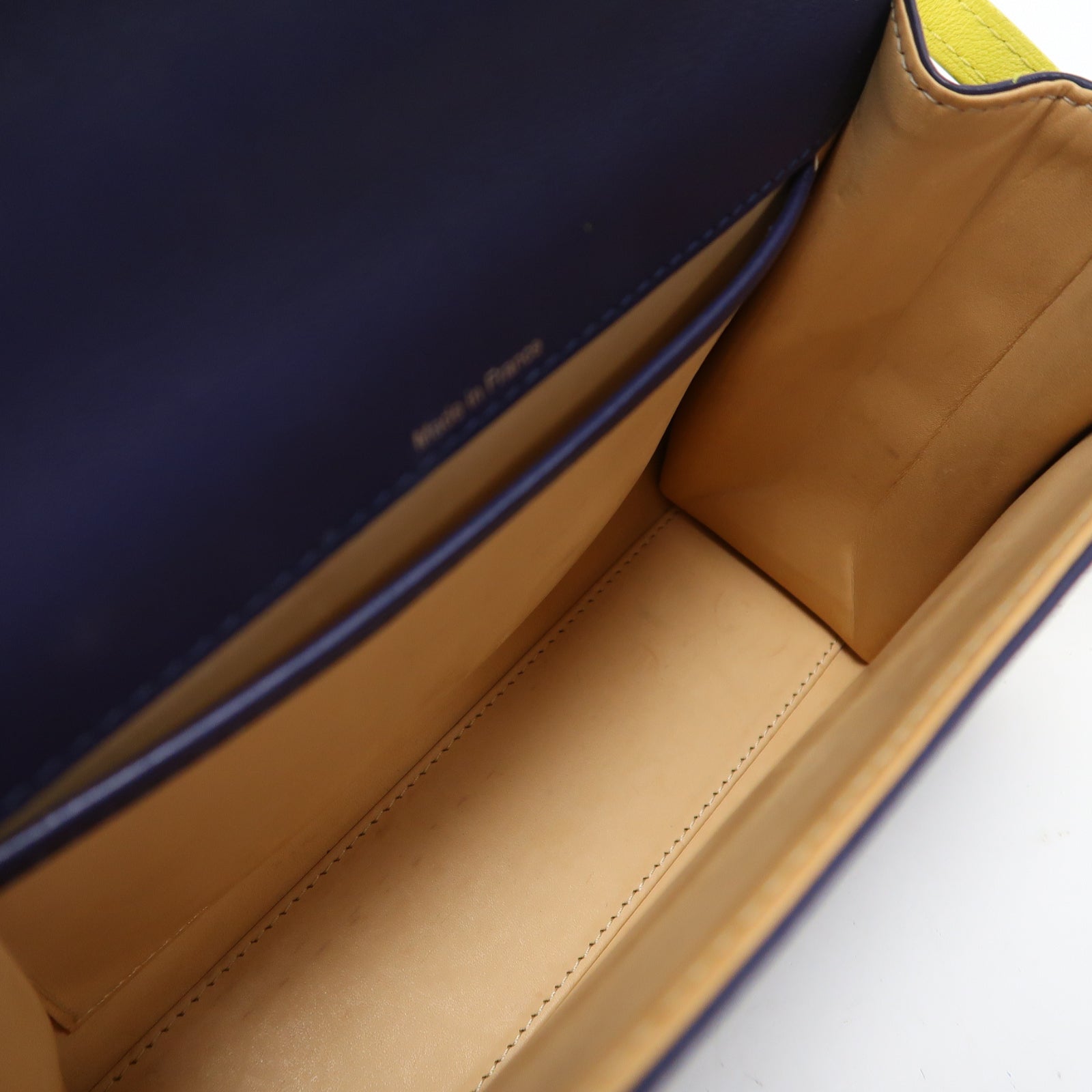 Delvaux 牛皮皮革Shoulder Bag銀扣手挽肩背兩用袋藍色/黃色