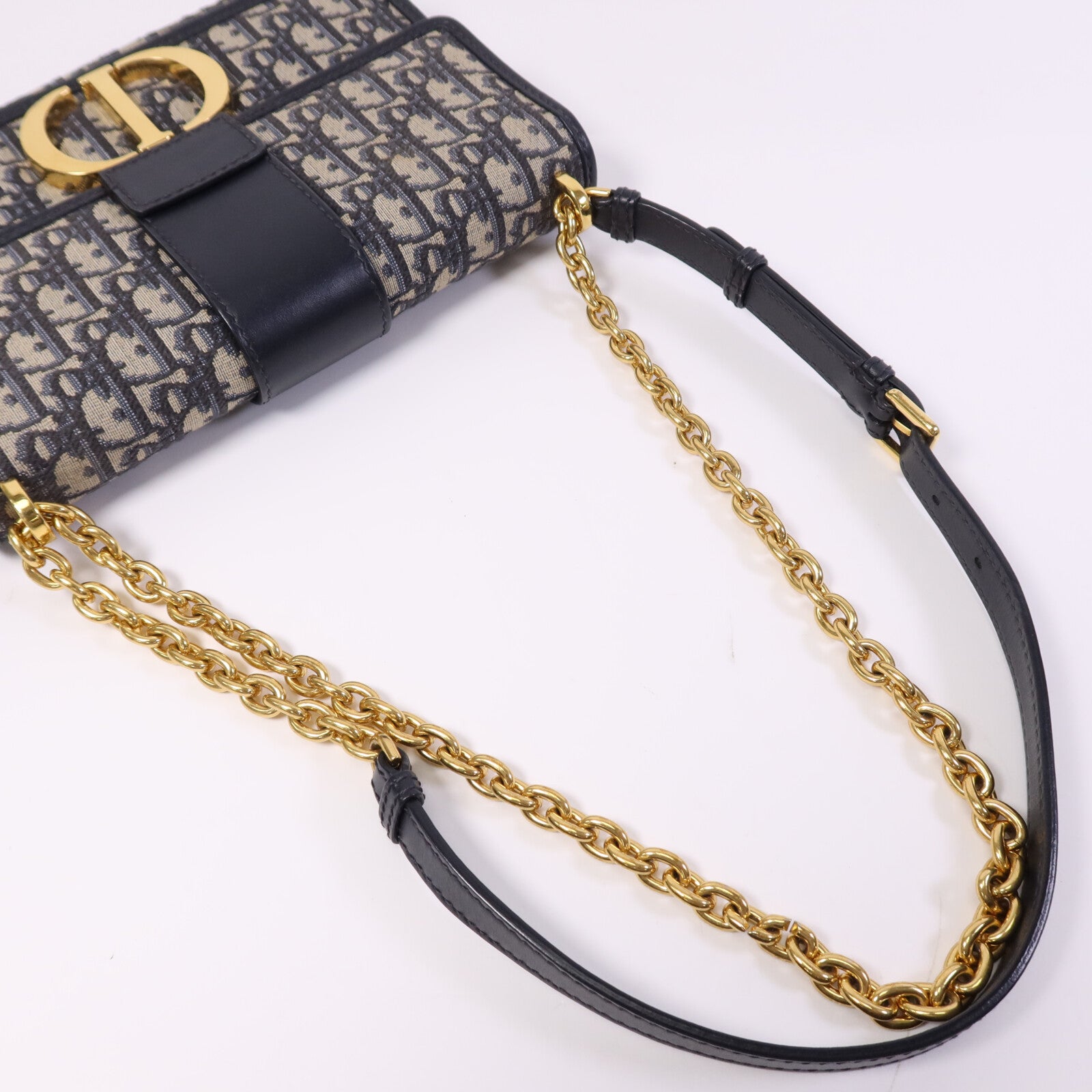 Dior Oblique Jacquard/皮革 30 Montaigne Chain Bag金扣鏈帶肩背袋