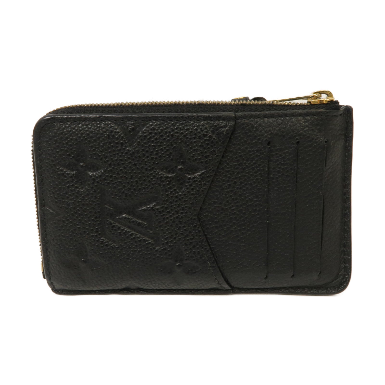LOUIS VUITTON Monogram Empreinte Recto Verso金扣卡片套黑色