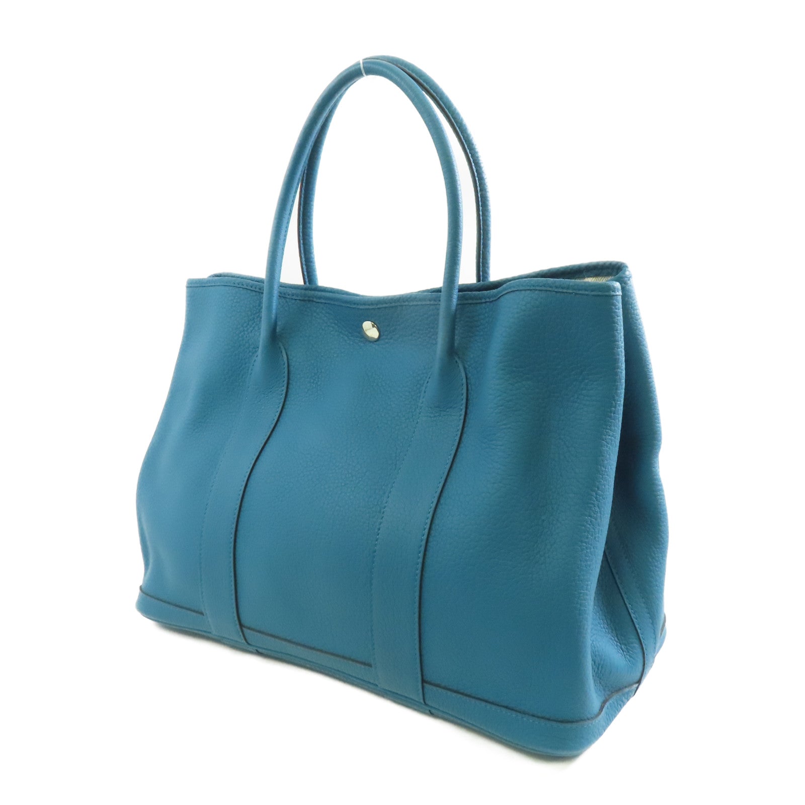 HERMES Negonda皮革Garden Party PM銀扣手挽袋Cobalt藍色