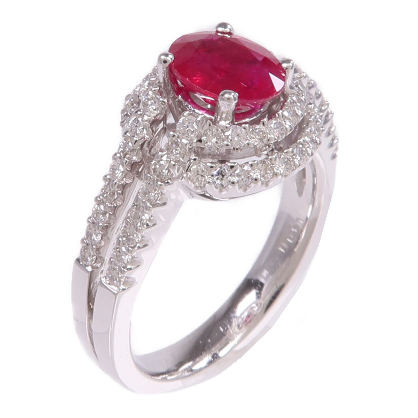 JEWELRY 18K白金Ruby Diamond紅寶石/鑽石戒指US#6.25