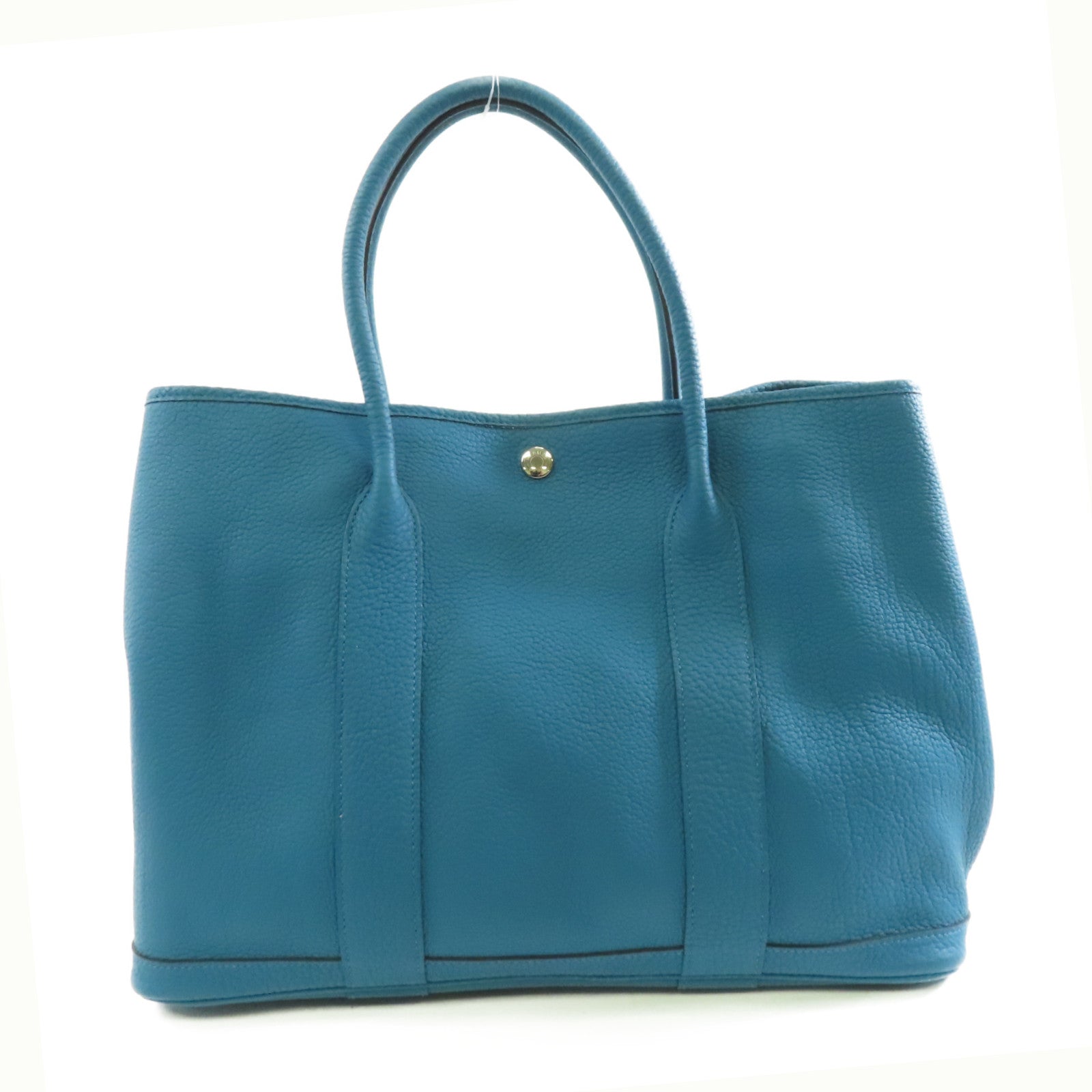 HERMES Negonda皮革Garden Party PM銀扣手挽袋Cobalt藍色