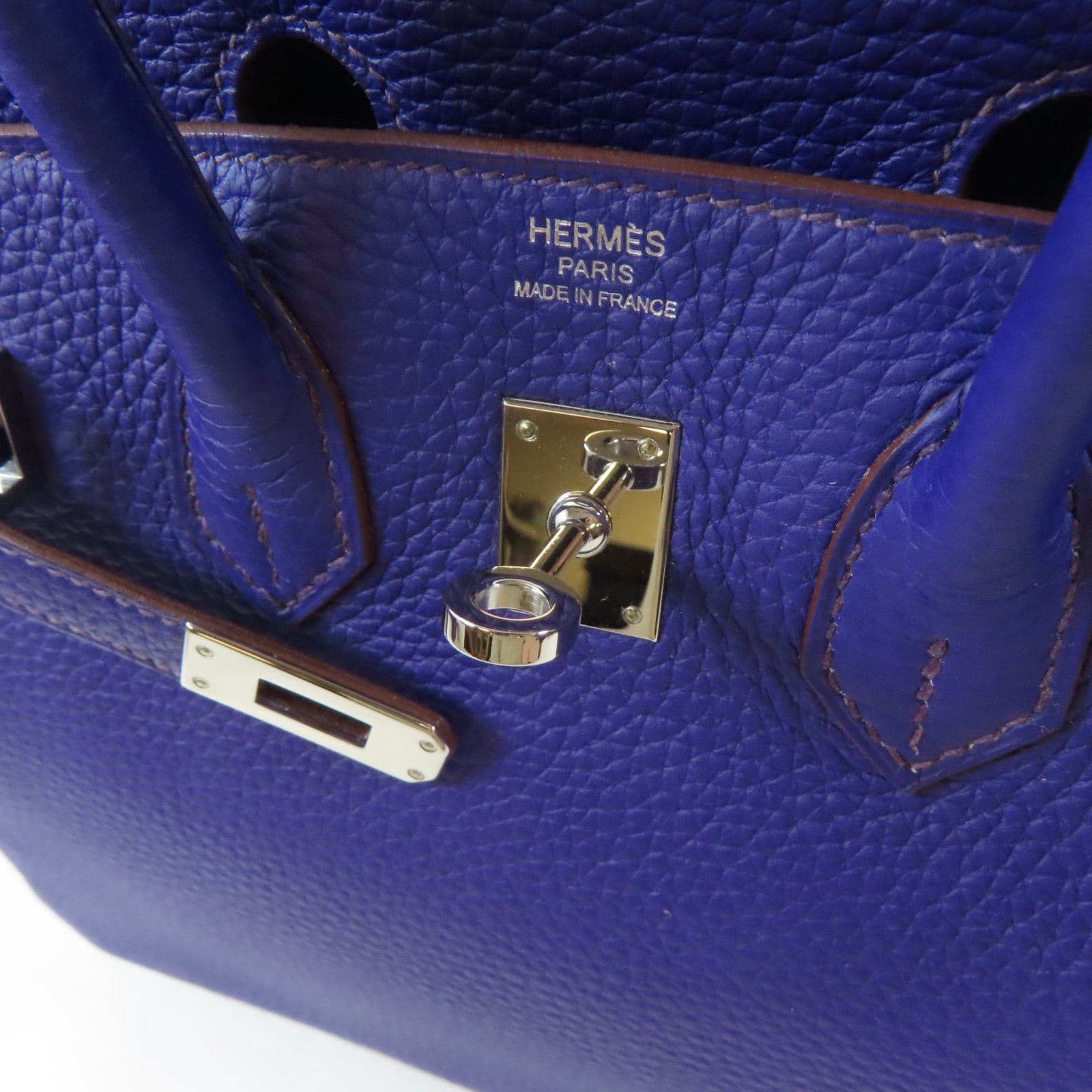 HERMES Togo皮革Birkin 25銀扣手挽袋Iris紫色