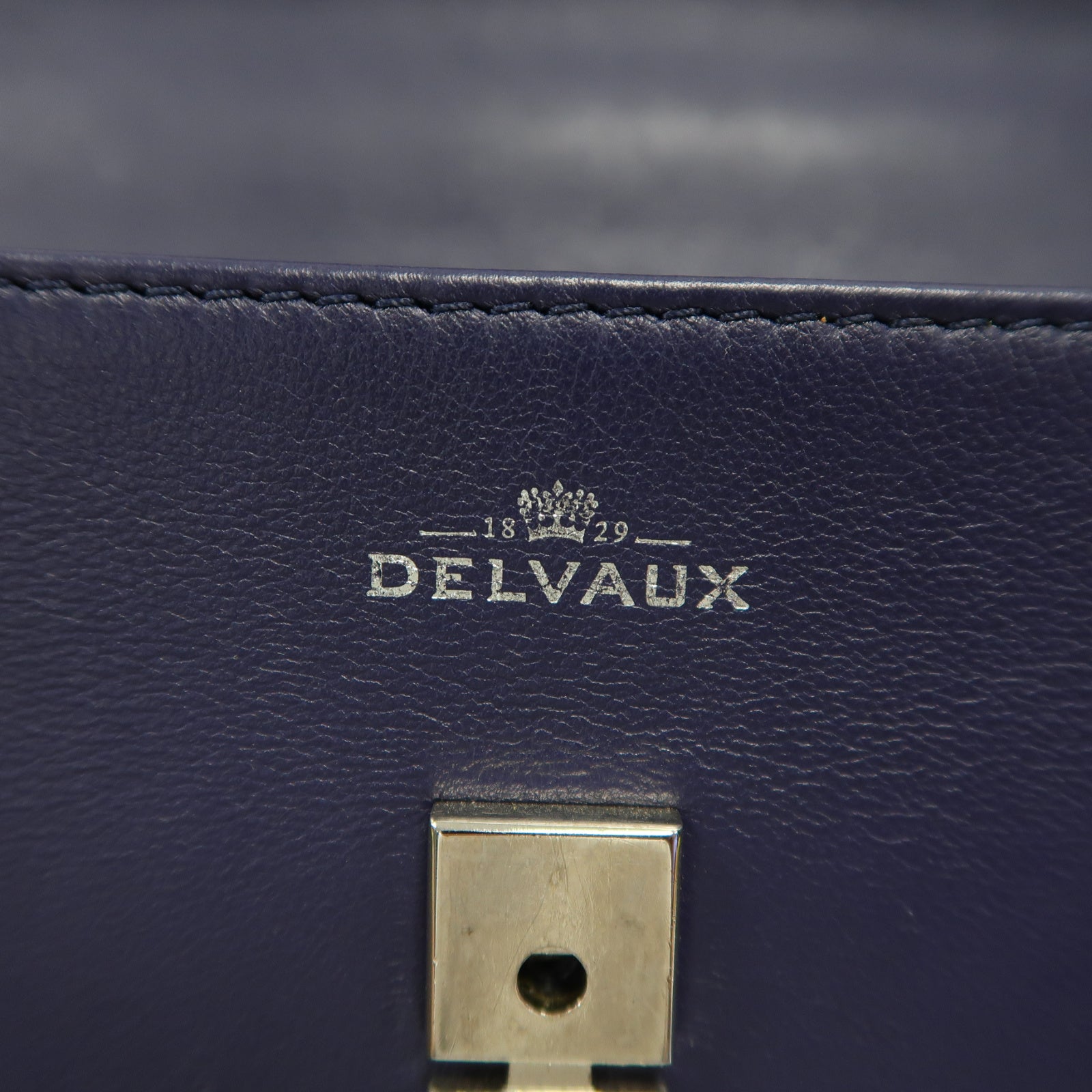 Delvaux 牛皮皮革Shoulder Bag銀扣手挽肩背兩用袋藍色/黃色