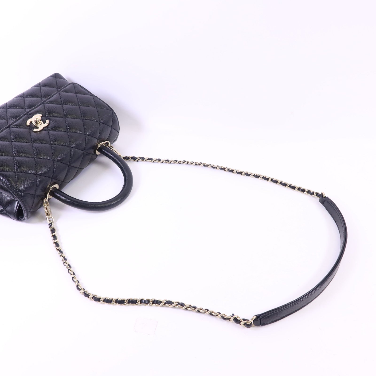 CHANEL 牛皮皮革Coco Handle Small金扣手挽肩背兩用袋